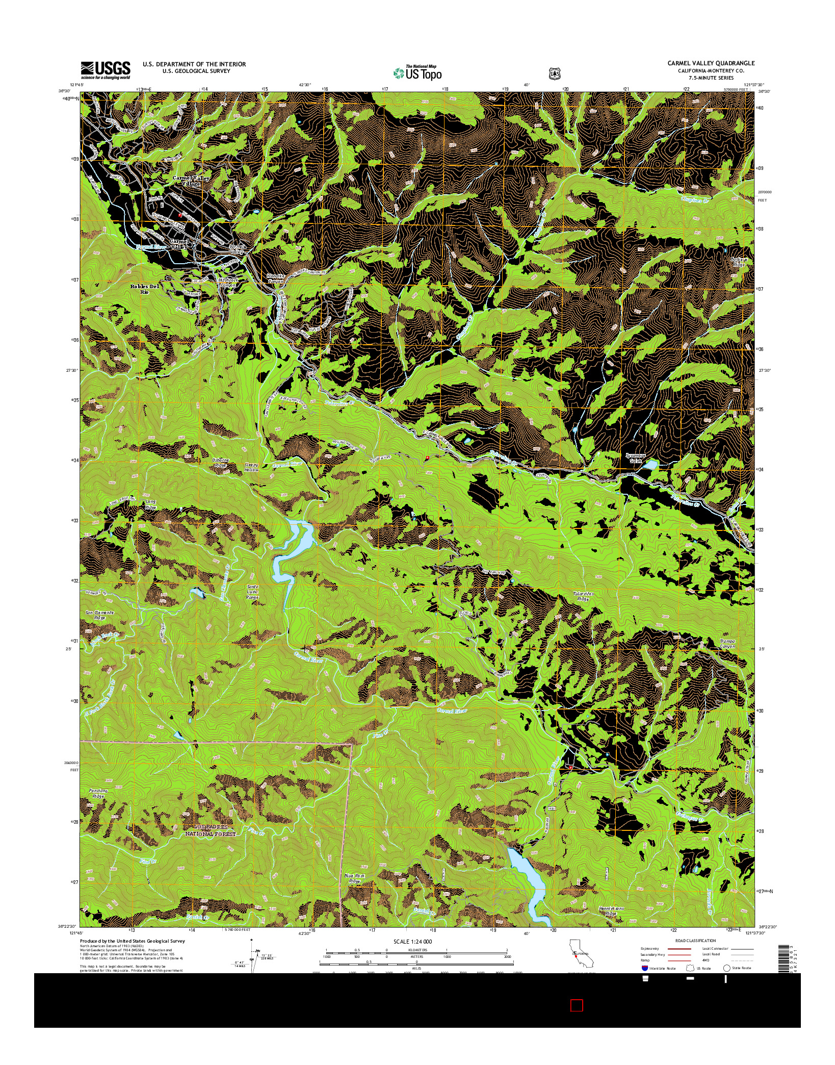 USGS US TOPO 7.5-MINUTE MAP FOR CARMEL VALLEY, CA 2015