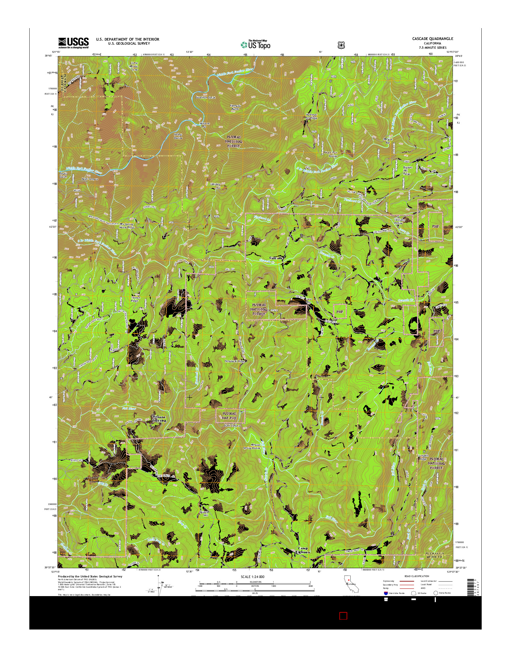 USGS US TOPO 7.5-MINUTE MAP FOR CASCADE, CA 2015