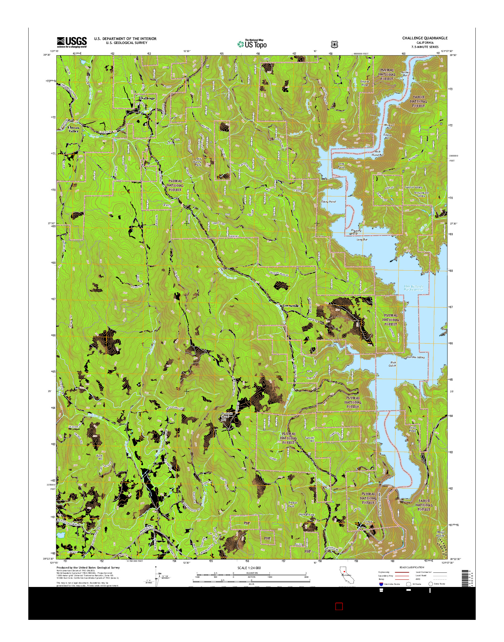 USGS US TOPO 7.5-MINUTE MAP FOR CHALLENGE, CA 2015