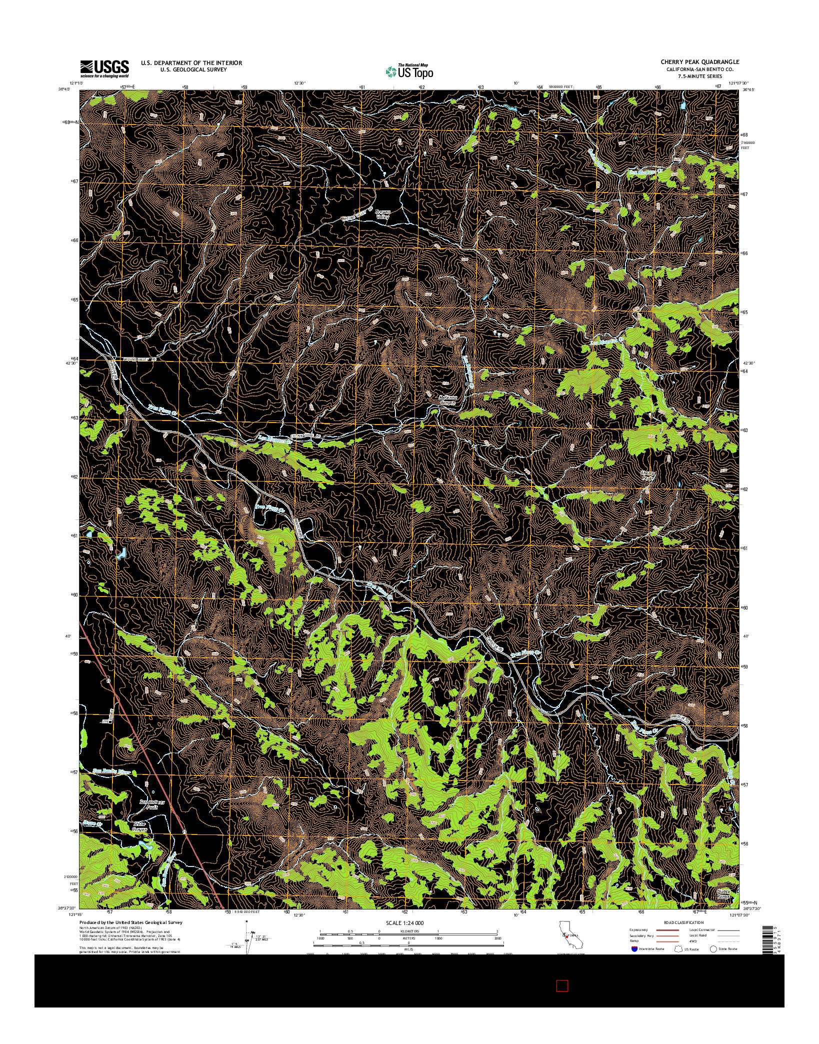 USGS US TOPO 7.5-MINUTE MAP FOR CHERRY PEAK, CA 2015