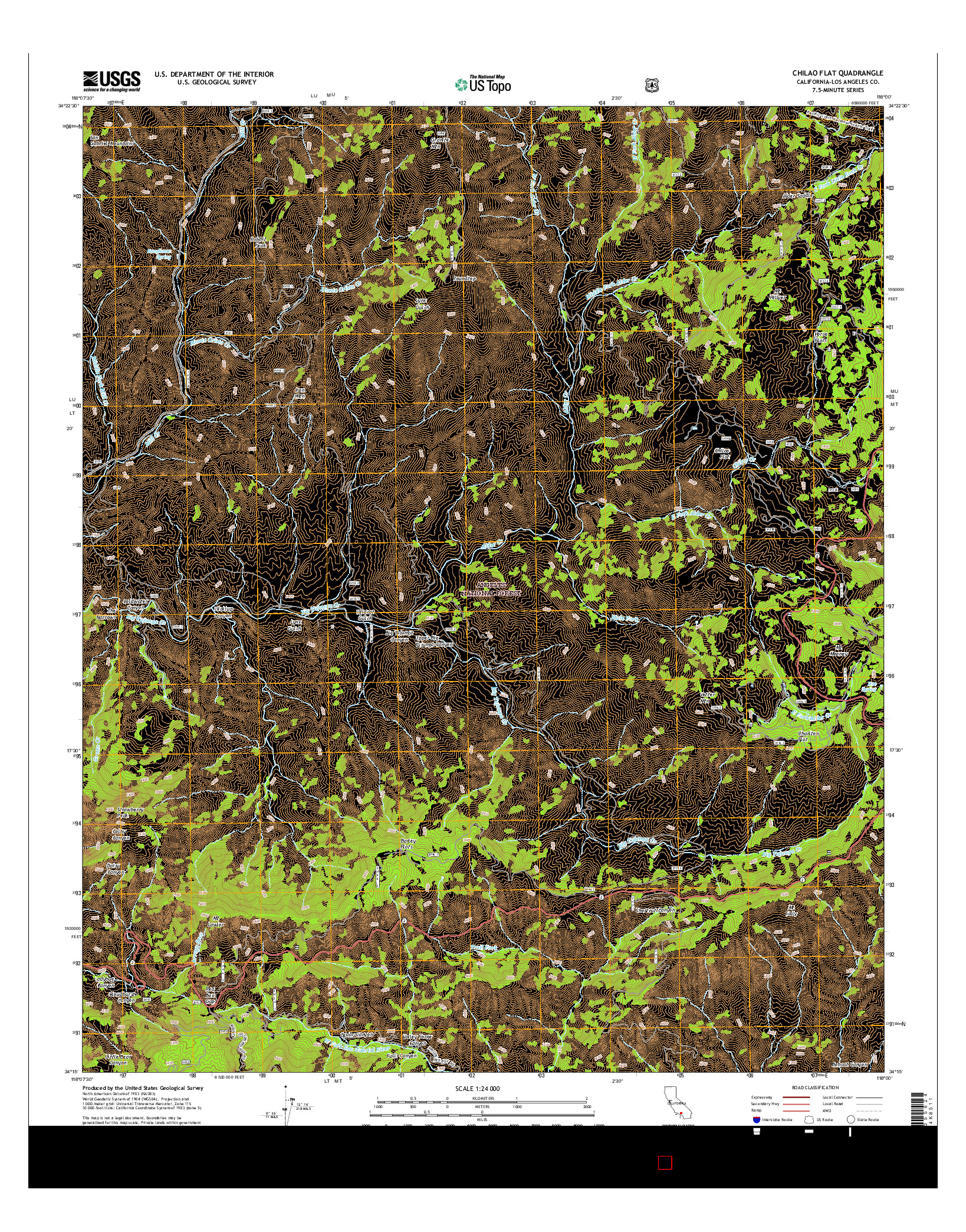 USGS US TOPO 7.5-MINUTE MAP FOR CHILAO FLAT, CA 2015
