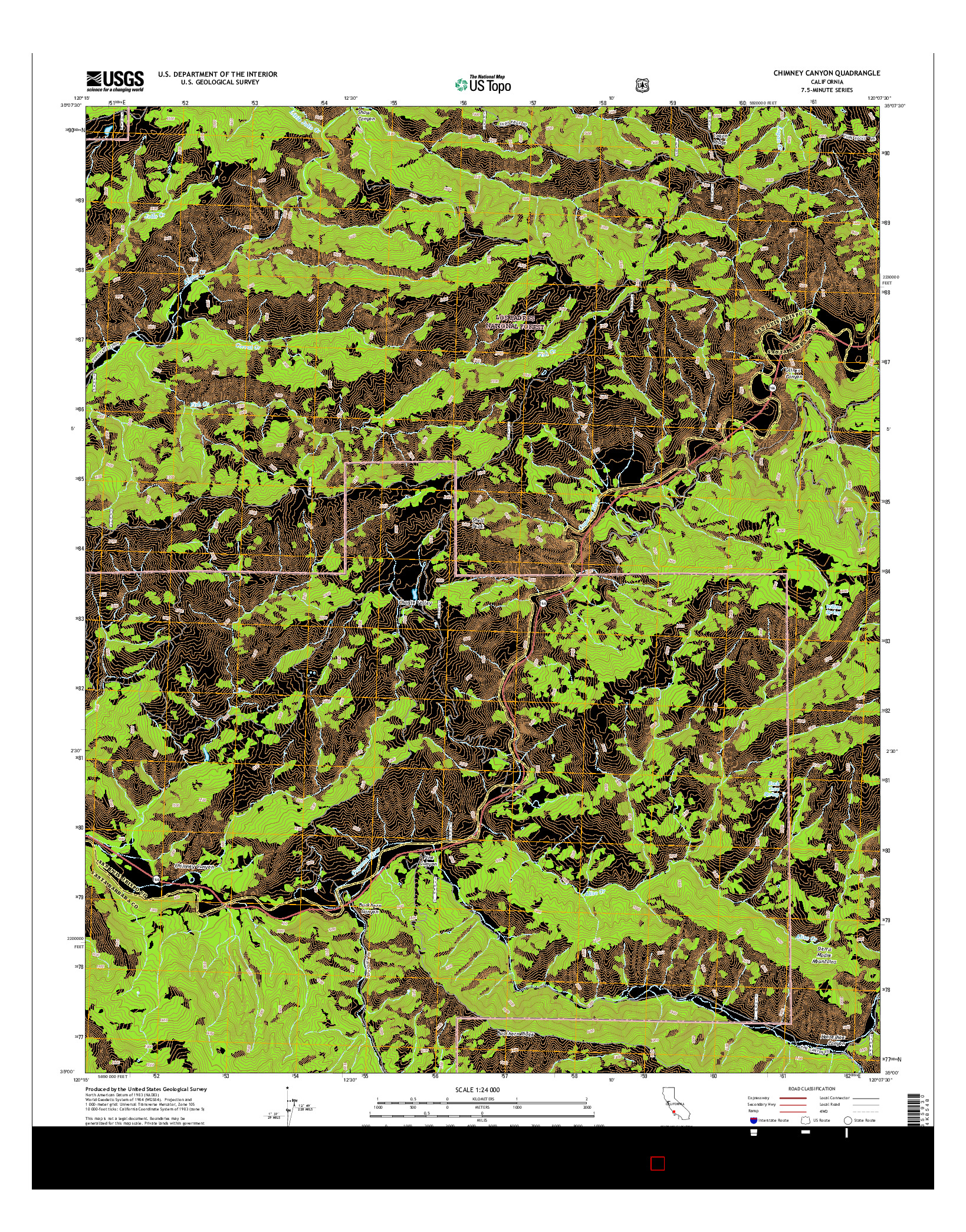USGS US TOPO 7.5-MINUTE MAP FOR CHIMNEY CANYON, CA 2015