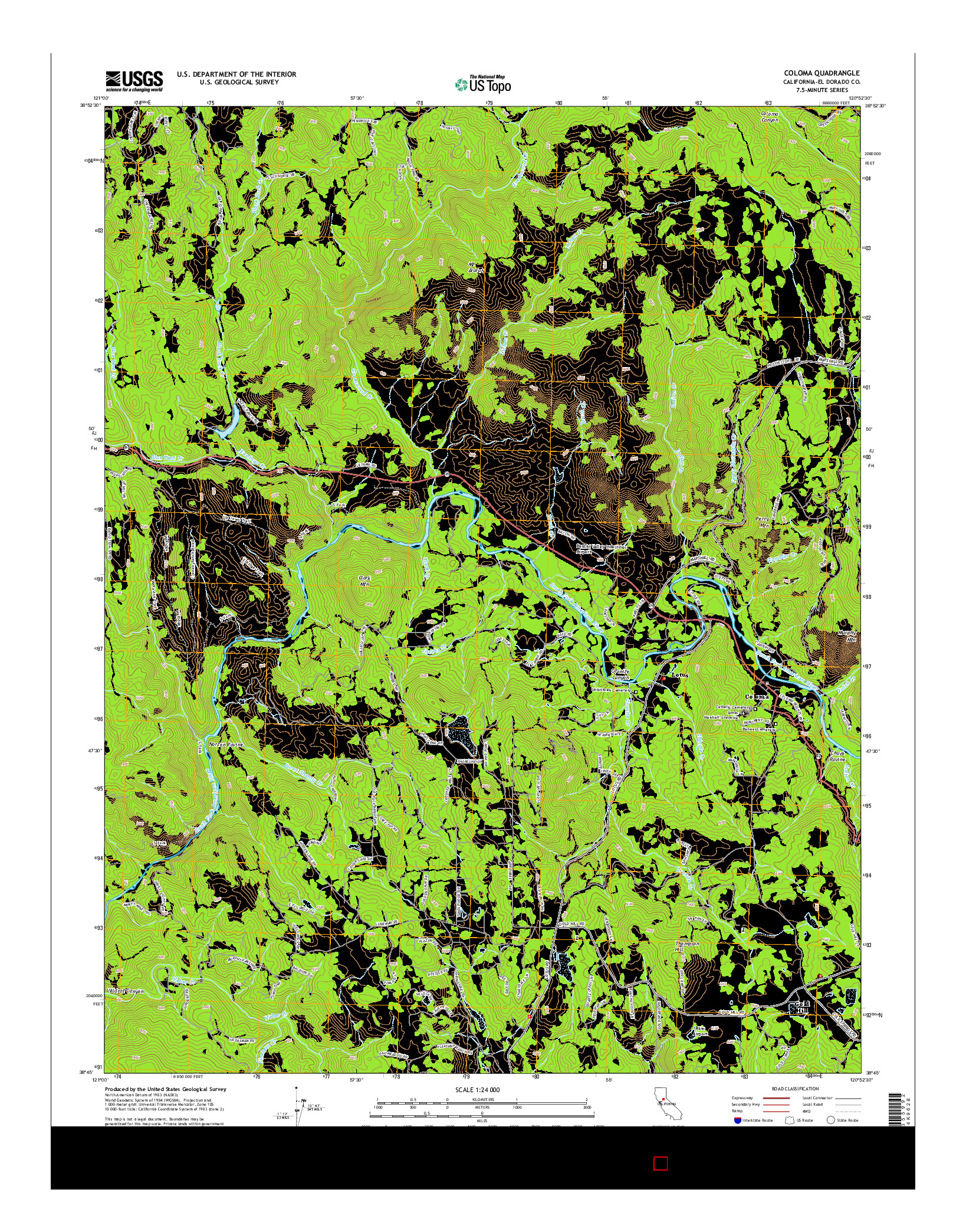 USGS US TOPO 7.5-MINUTE MAP FOR COLOMA, CA 2015