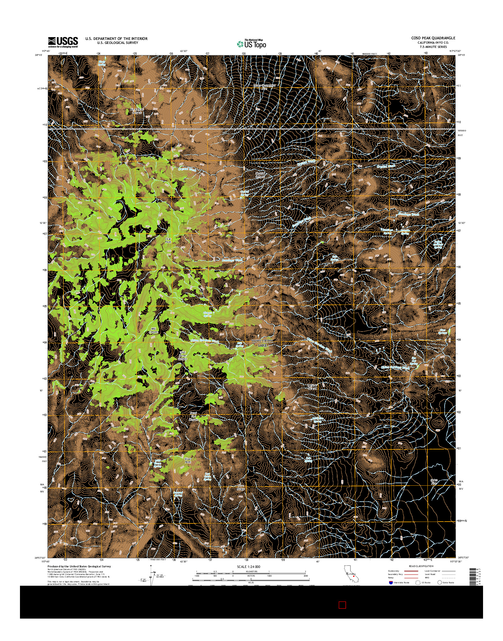 USGS US TOPO 7.5-MINUTE MAP FOR COSO PEAK, CA 2015