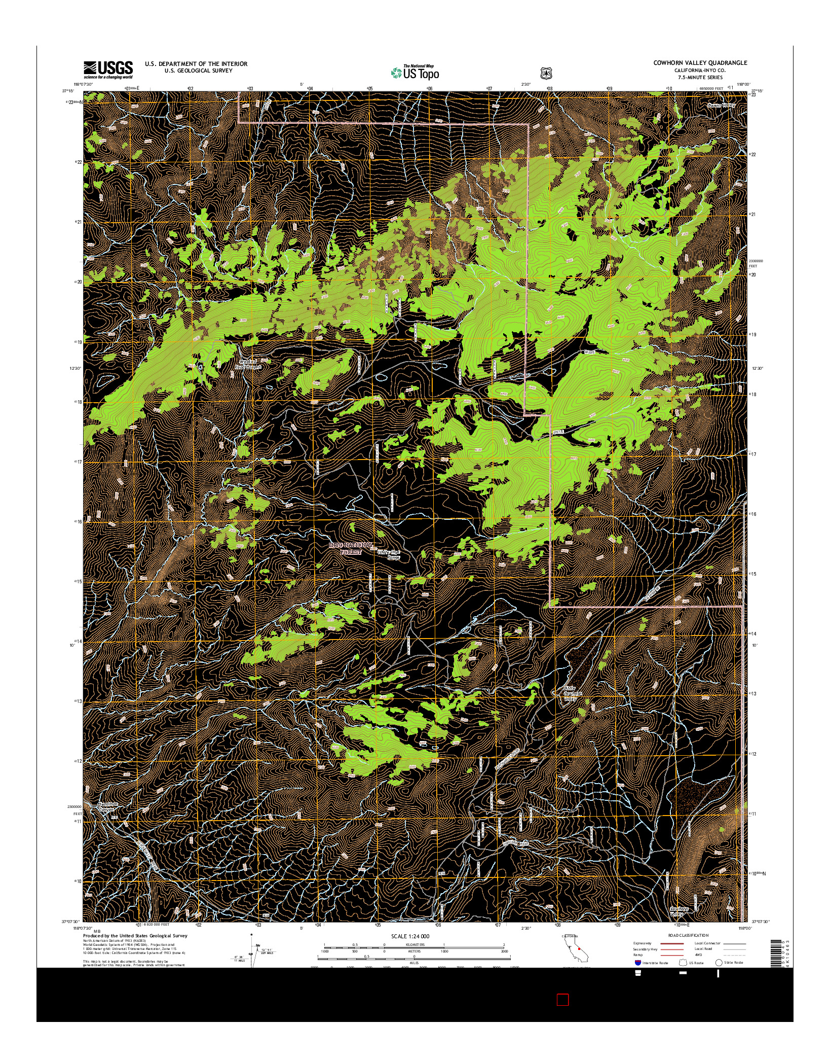USGS US TOPO 7.5-MINUTE MAP FOR COWHORN VALLEY, CA 2015