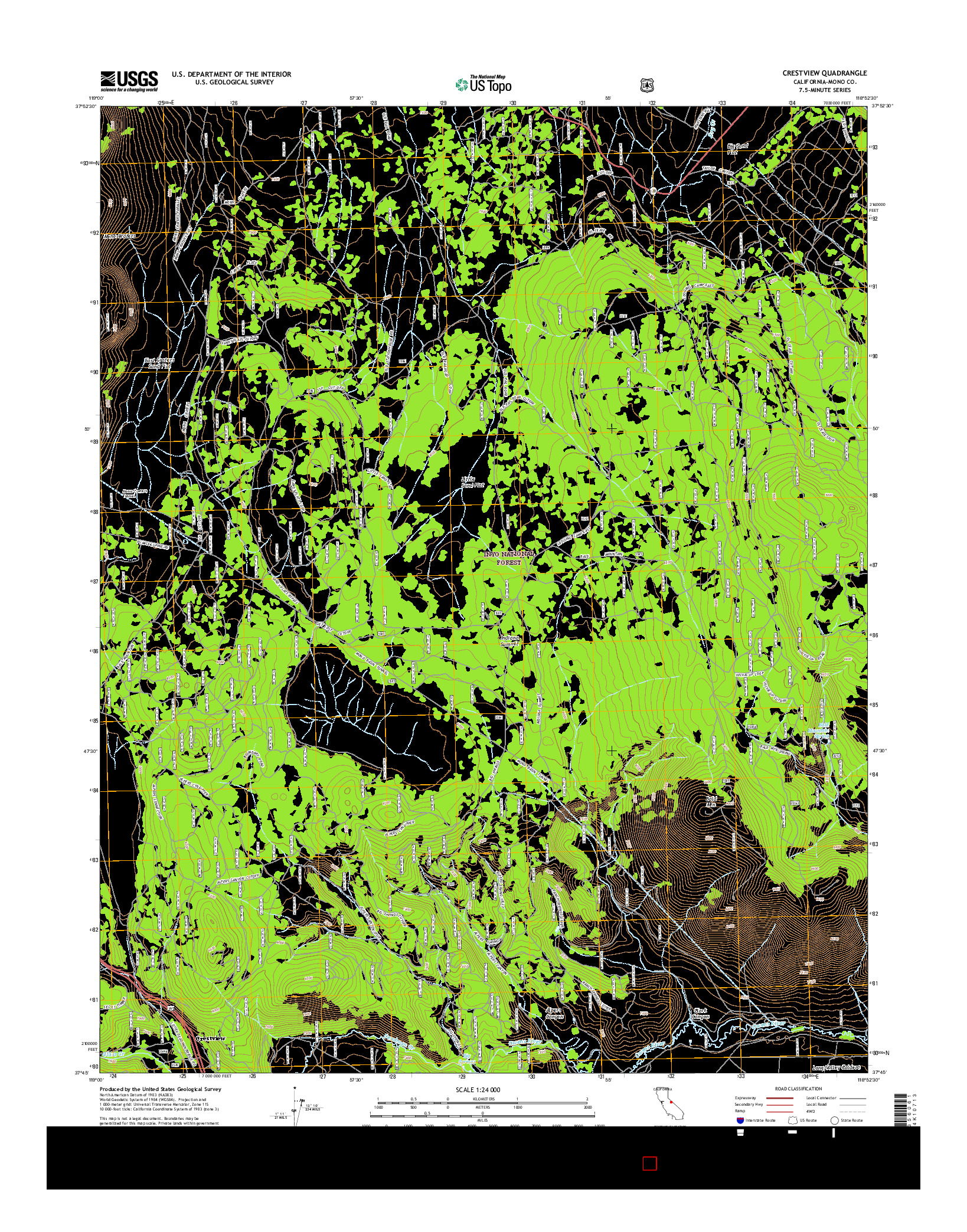 USGS US TOPO 7.5-MINUTE MAP FOR CRESTVIEW, CA 2015