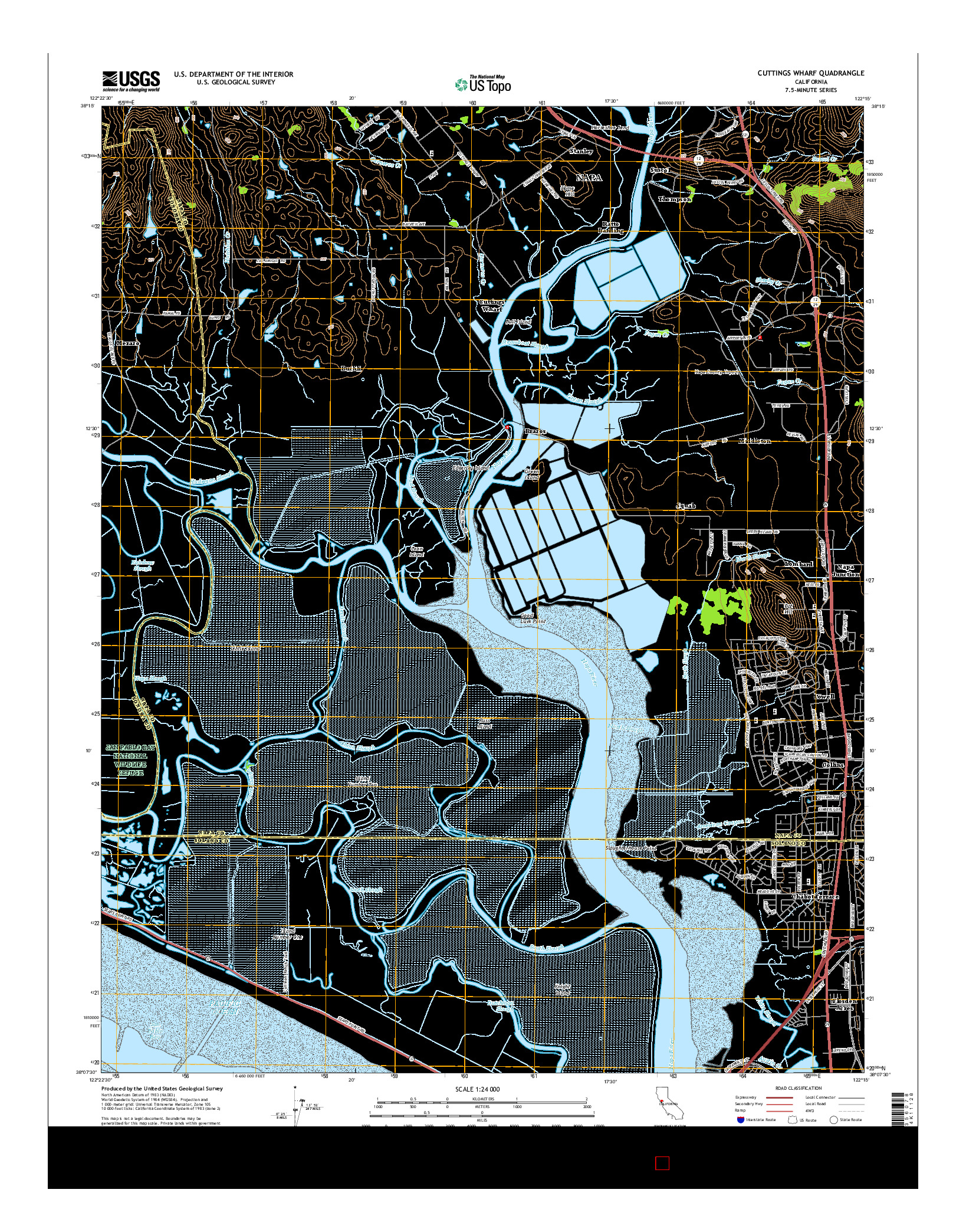 USGS US TOPO 7.5-MINUTE MAP FOR CUTTINGS WHARF, CA 2015