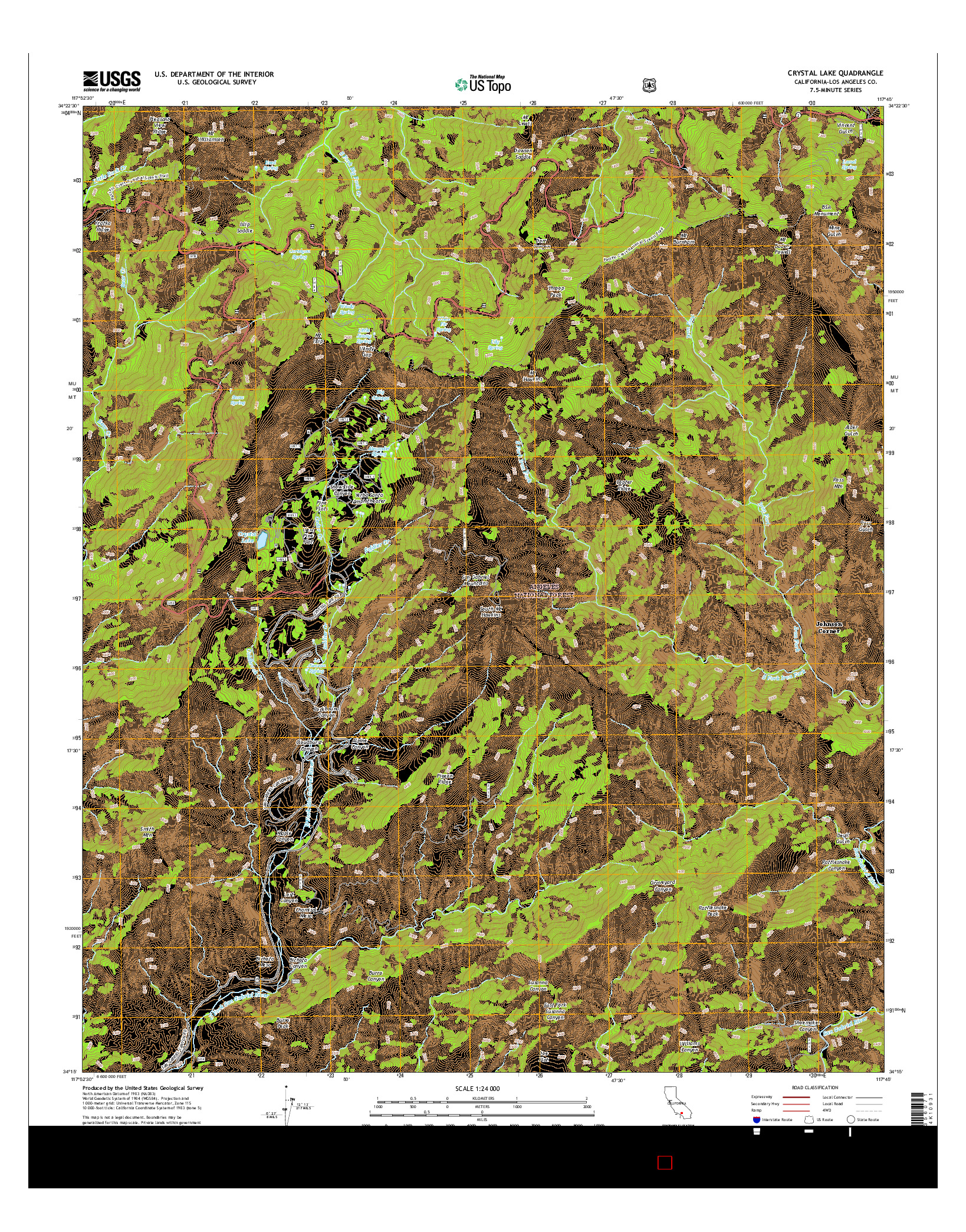 USGS US TOPO 7.5-MINUTE MAP FOR CRYSTAL LAKE, CA 2015