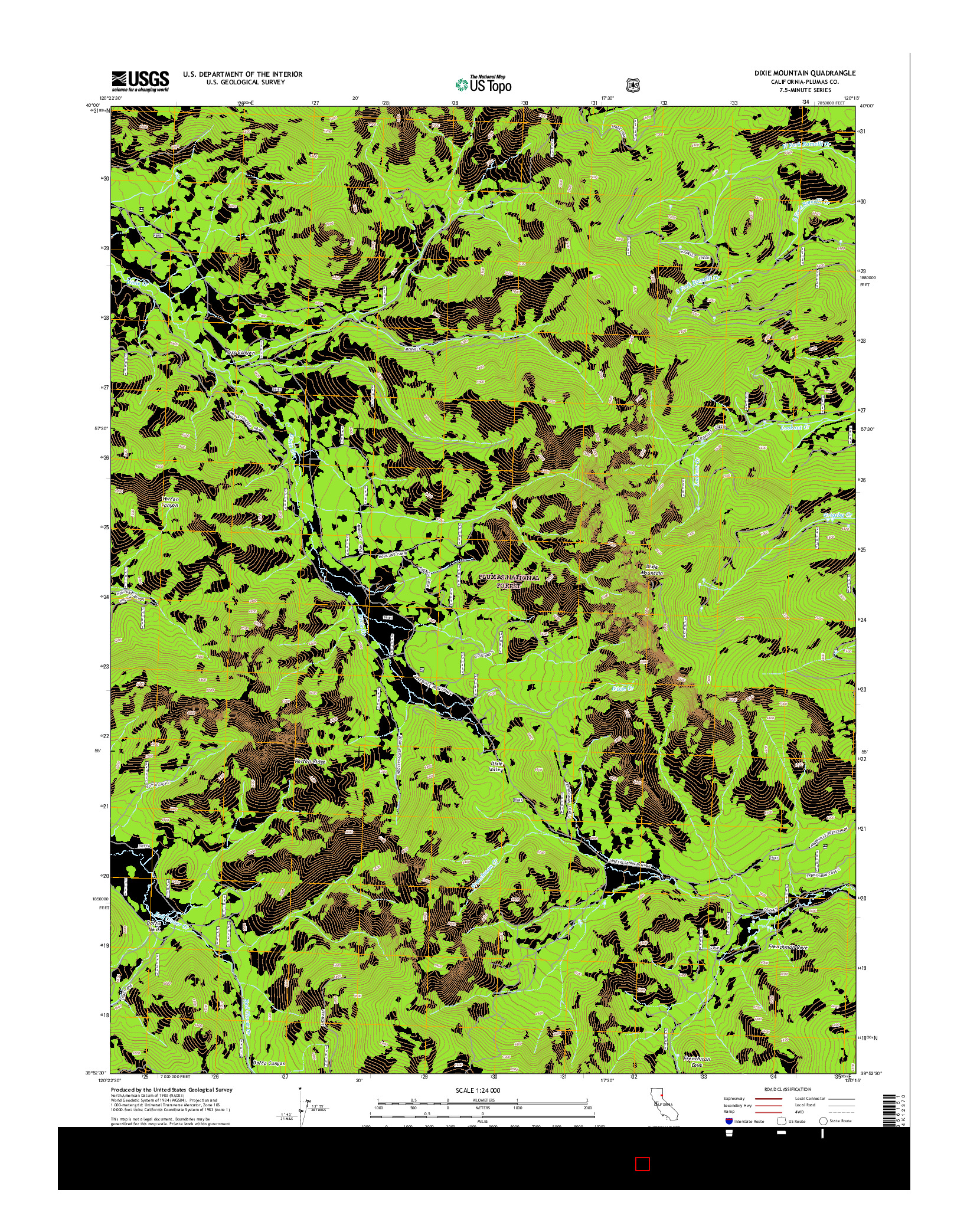 USGS US TOPO 7.5-MINUTE MAP FOR DIXIE MOUNTAIN, CA 2015