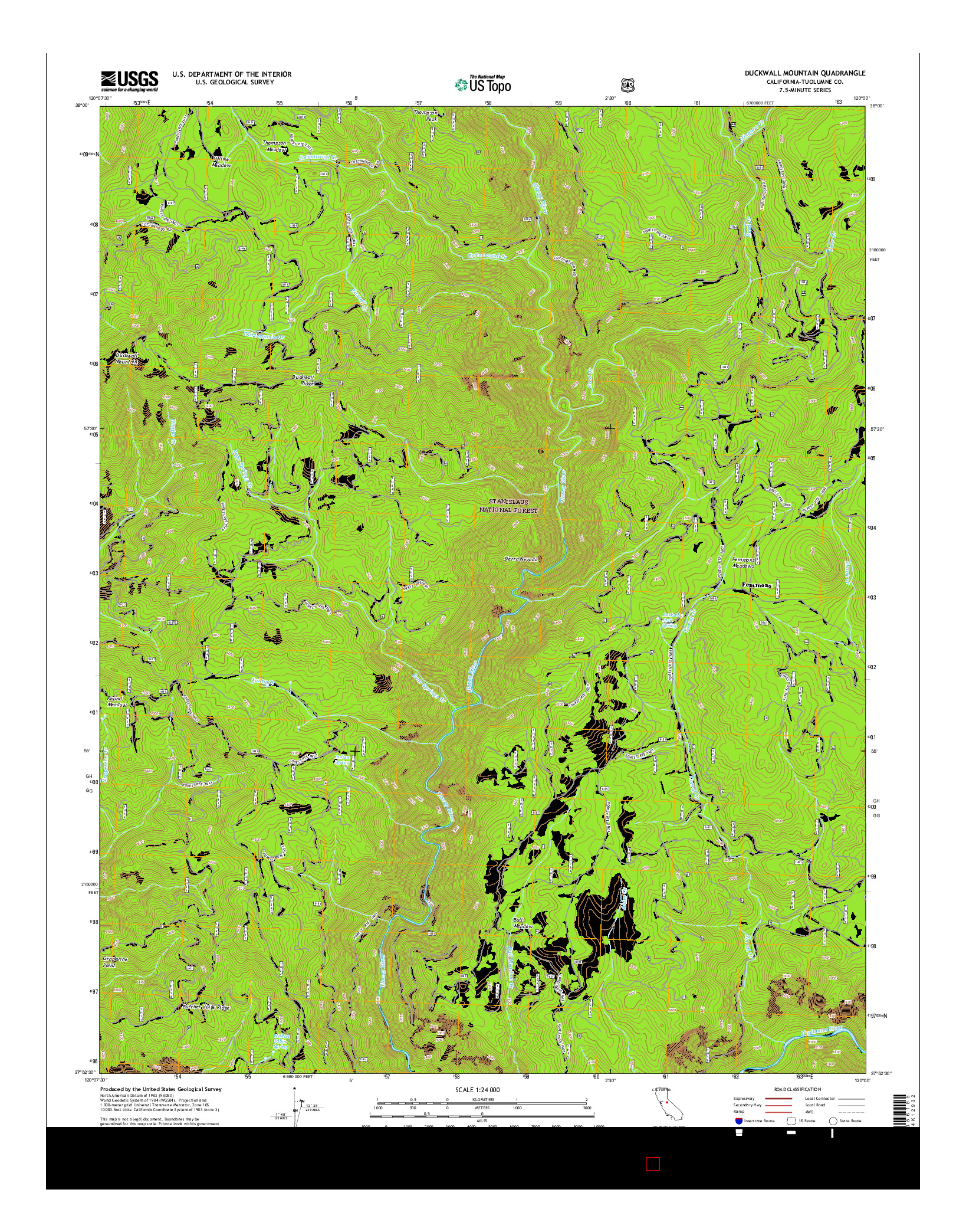 USGS US TOPO 7.5-MINUTE MAP FOR DUCKWALL MOUNTAIN, CA 2015