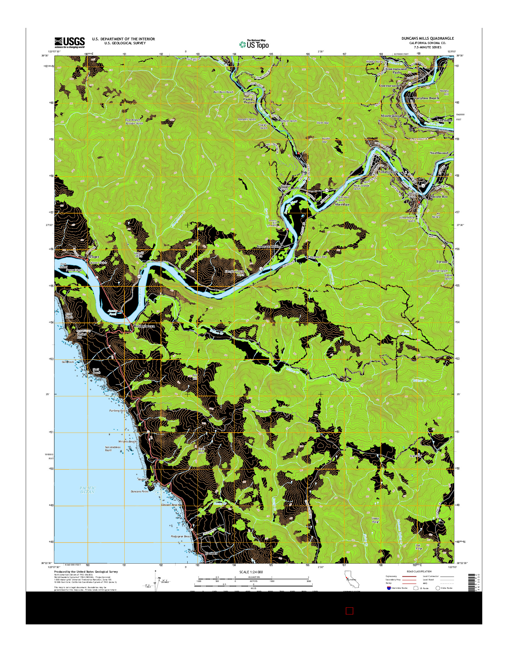 USGS US TOPO 7.5-MINUTE MAP FOR DUNCANS MILLS, CA 2015