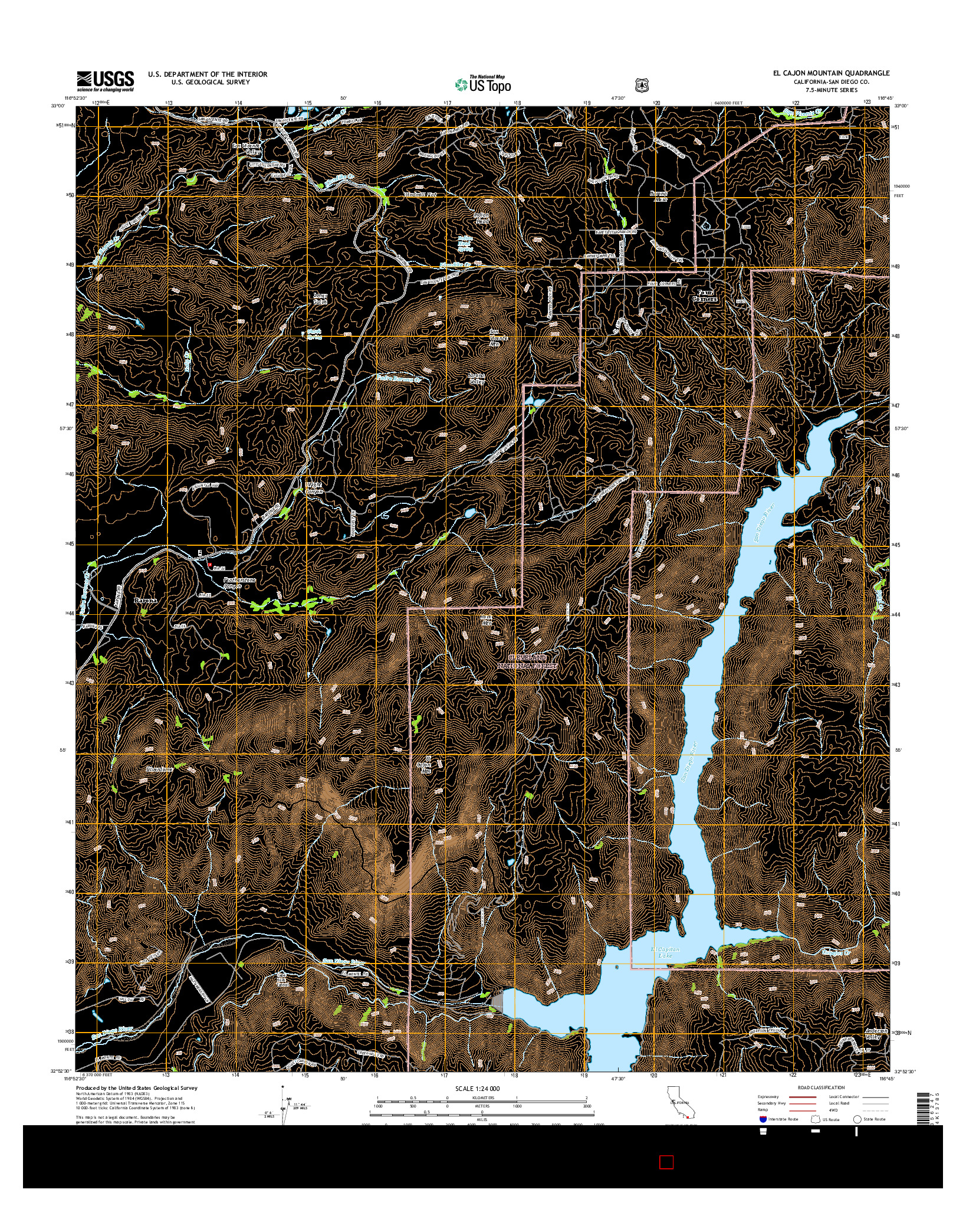 USGS US TOPO 7.5-MINUTE MAP FOR EL CAJON MOUNTAIN, CA 2015