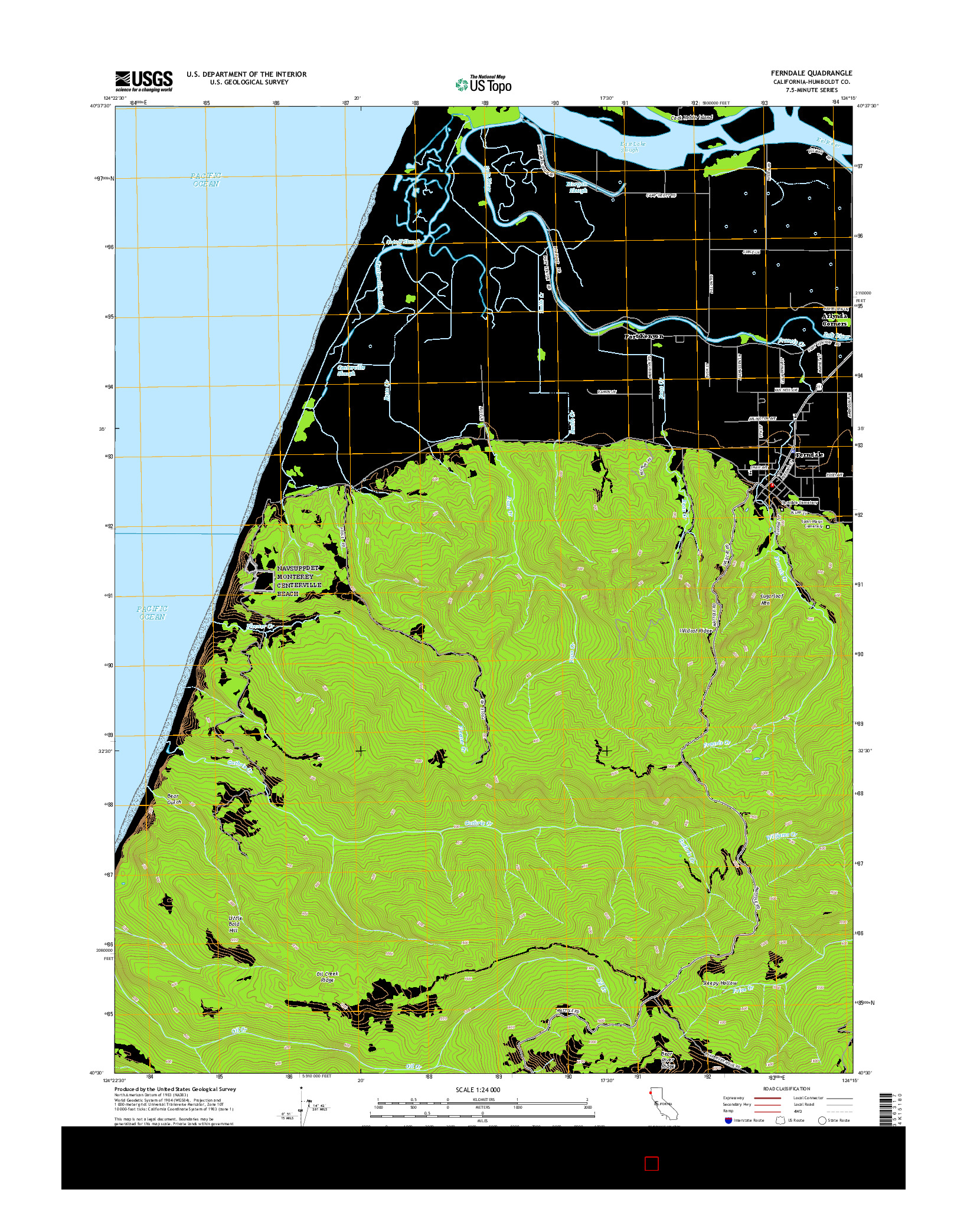 USGS US TOPO 7.5-MINUTE MAP FOR FERNDALE, CA 2015
