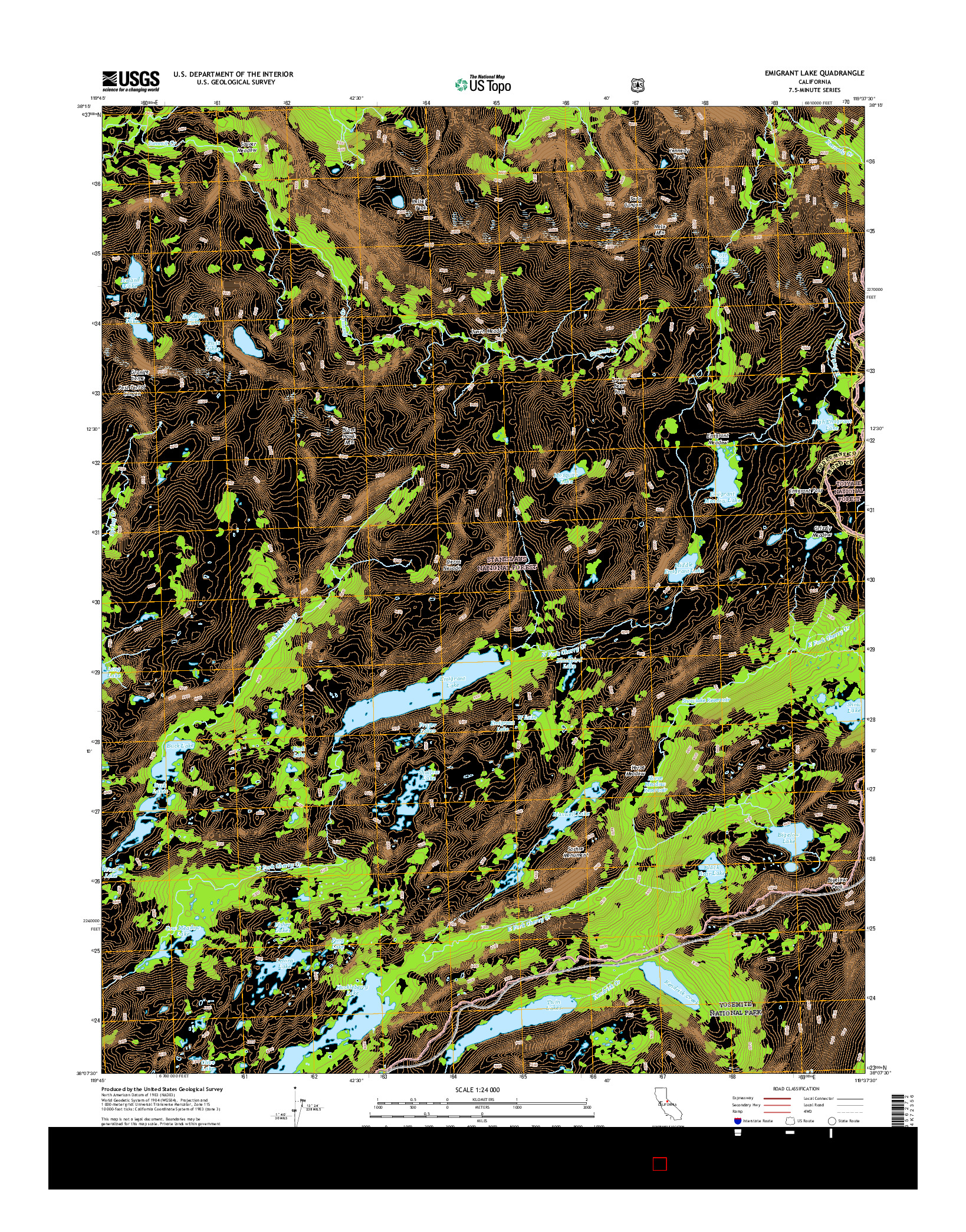 USGS US TOPO 7.5-MINUTE MAP FOR EMIGRANT LAKE, CA 2015