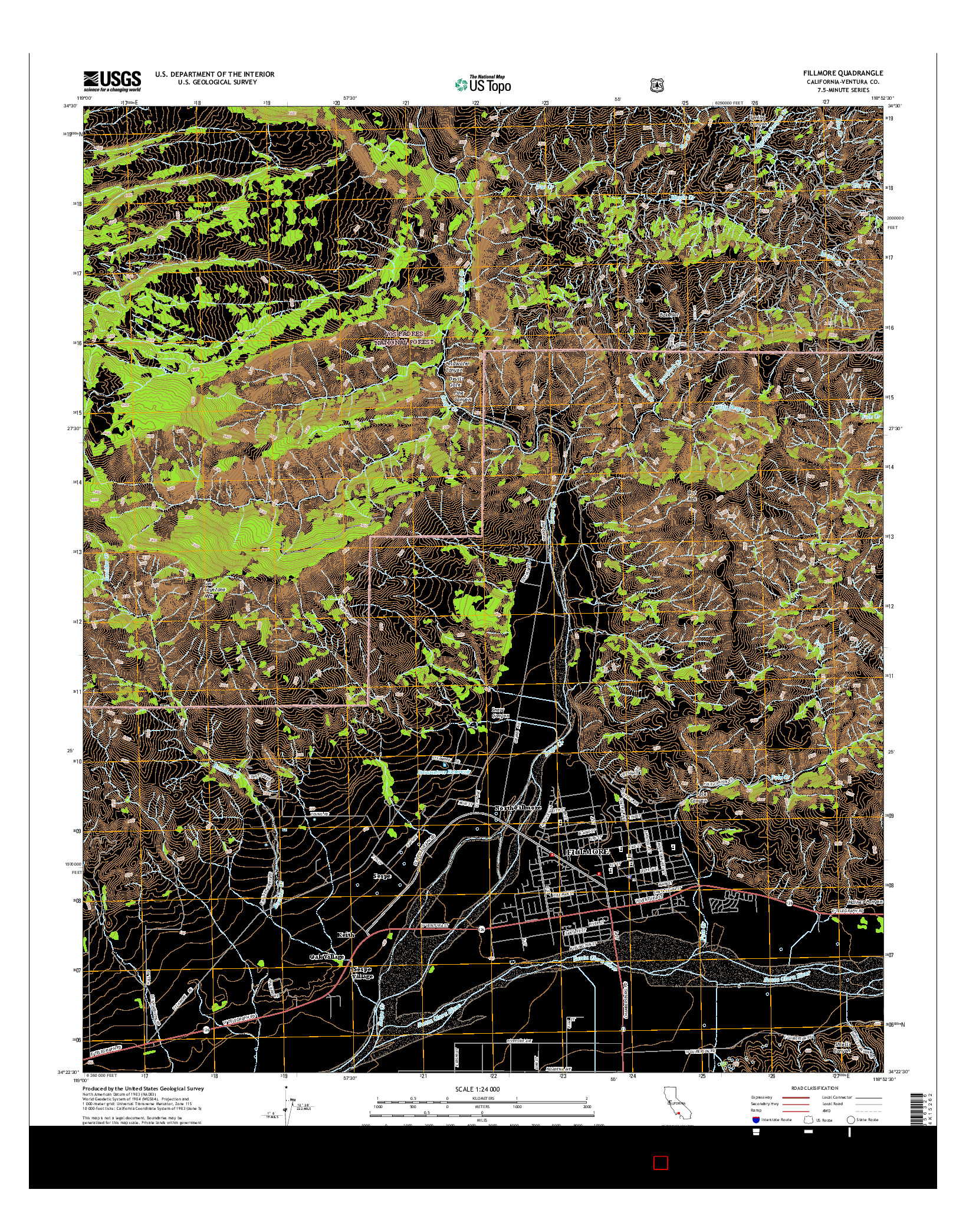 USGS US TOPO 7.5-MINUTE MAP FOR FILLMORE, CA 2015