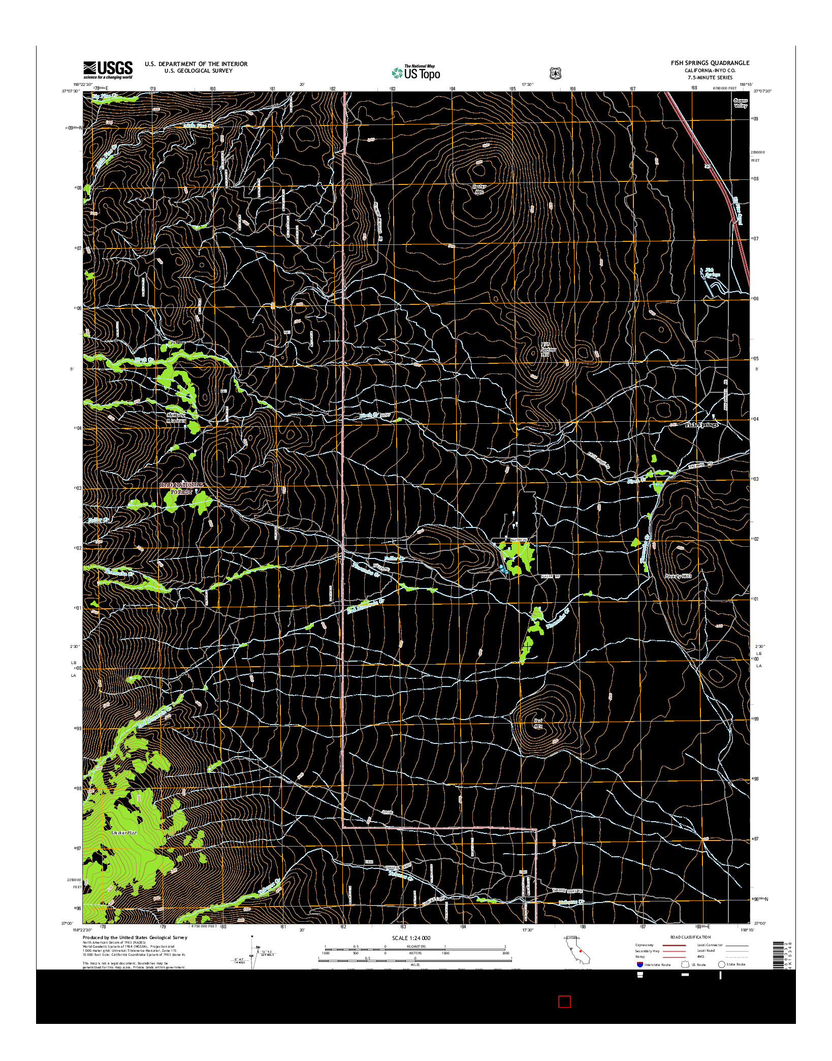 USGS US TOPO 7.5-MINUTE MAP FOR FISH SPRINGS, CA 2015