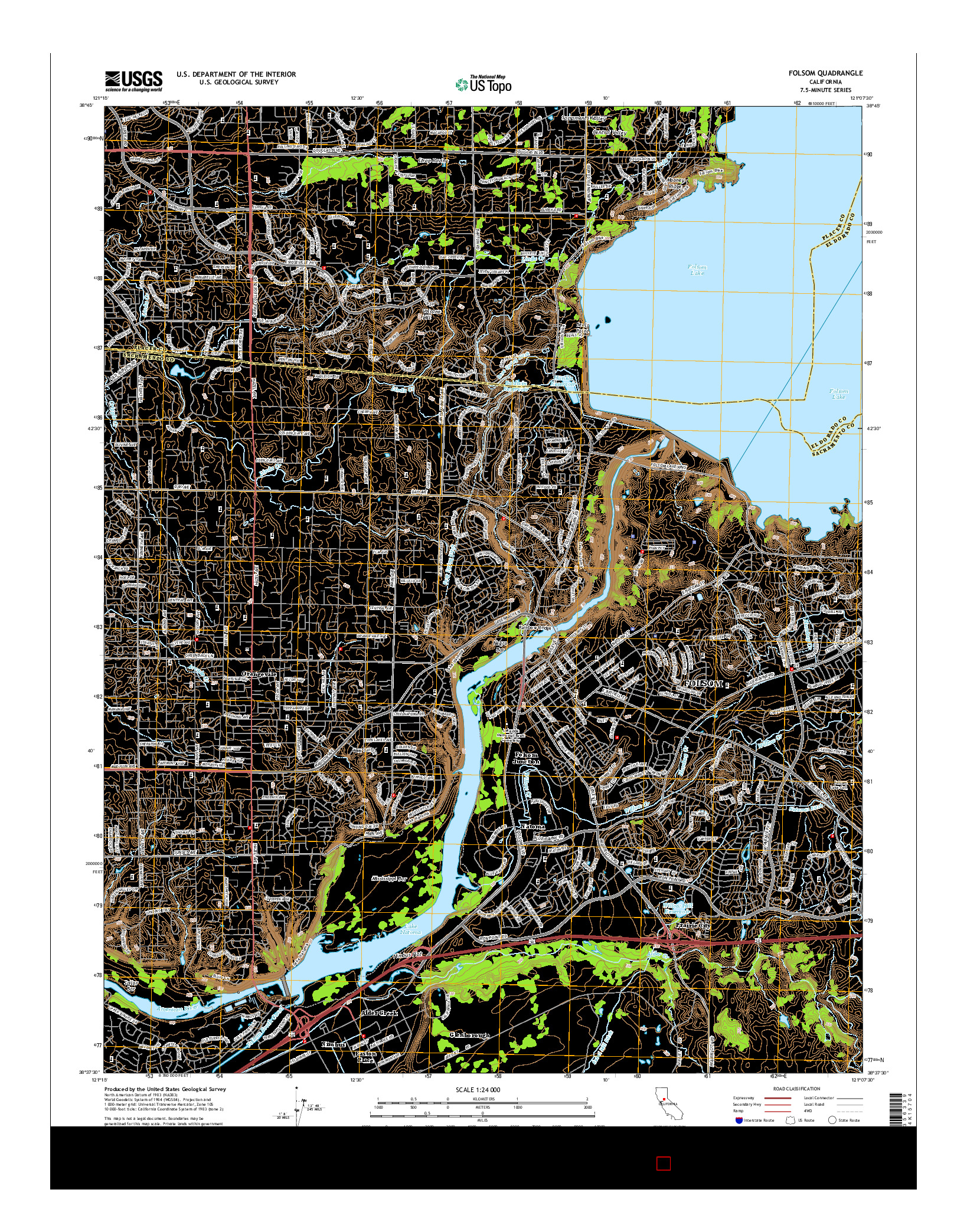 USGS US TOPO 7.5-MINUTE MAP FOR FOLSOM, CA 2015