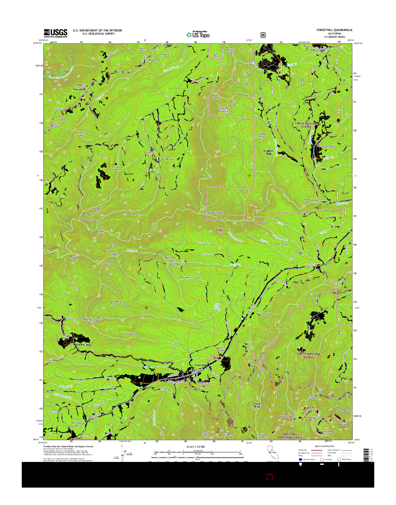 USGS US TOPO 7.5-MINUTE MAP FOR FORESTHILL, CA 2015