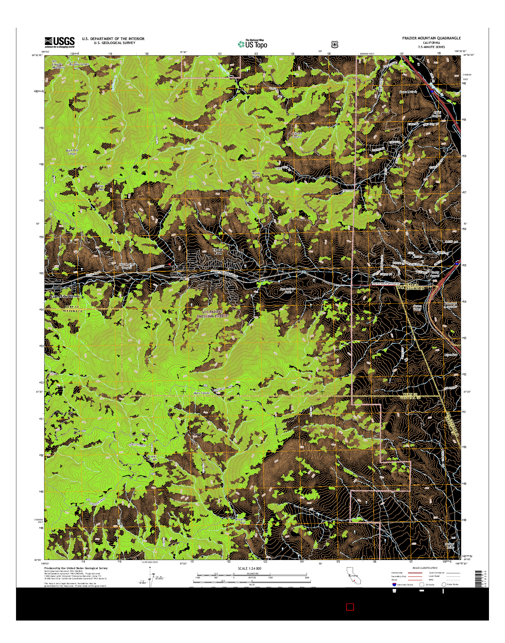 USGS US TOPO 7.5-MINUTE MAP FOR FRAZIER MOUNTAIN, CA 2015