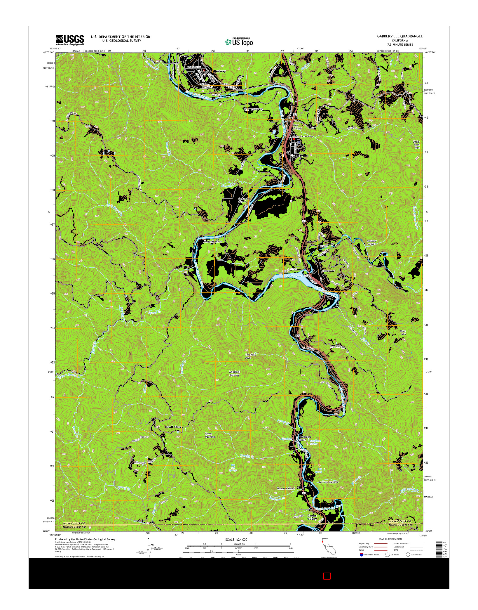 USGS US TOPO 7.5-MINUTE MAP FOR GARBERVILLE, CA 2015