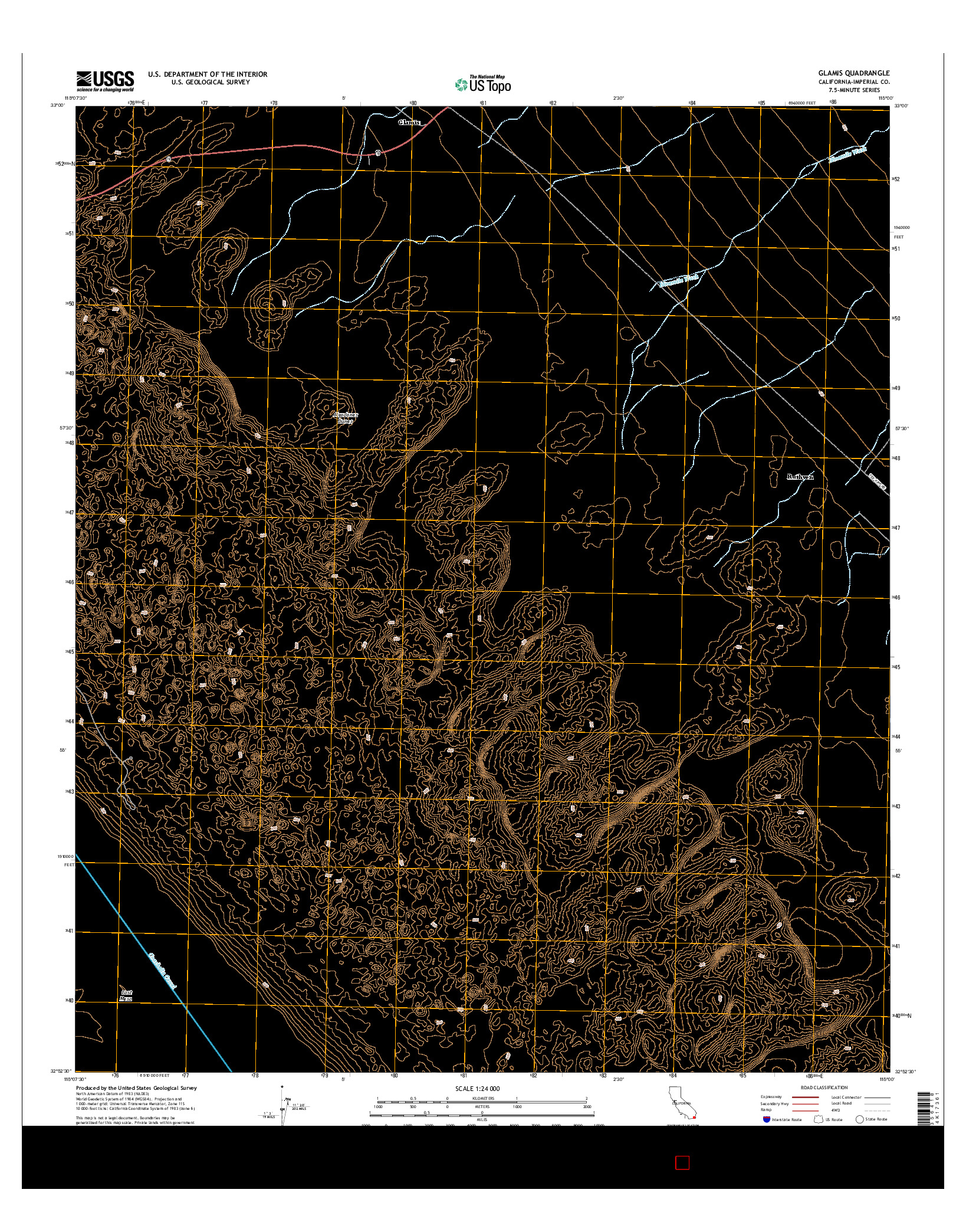 USGS US TOPO 7.5-MINUTE MAP FOR GLAMIS, CA 2015