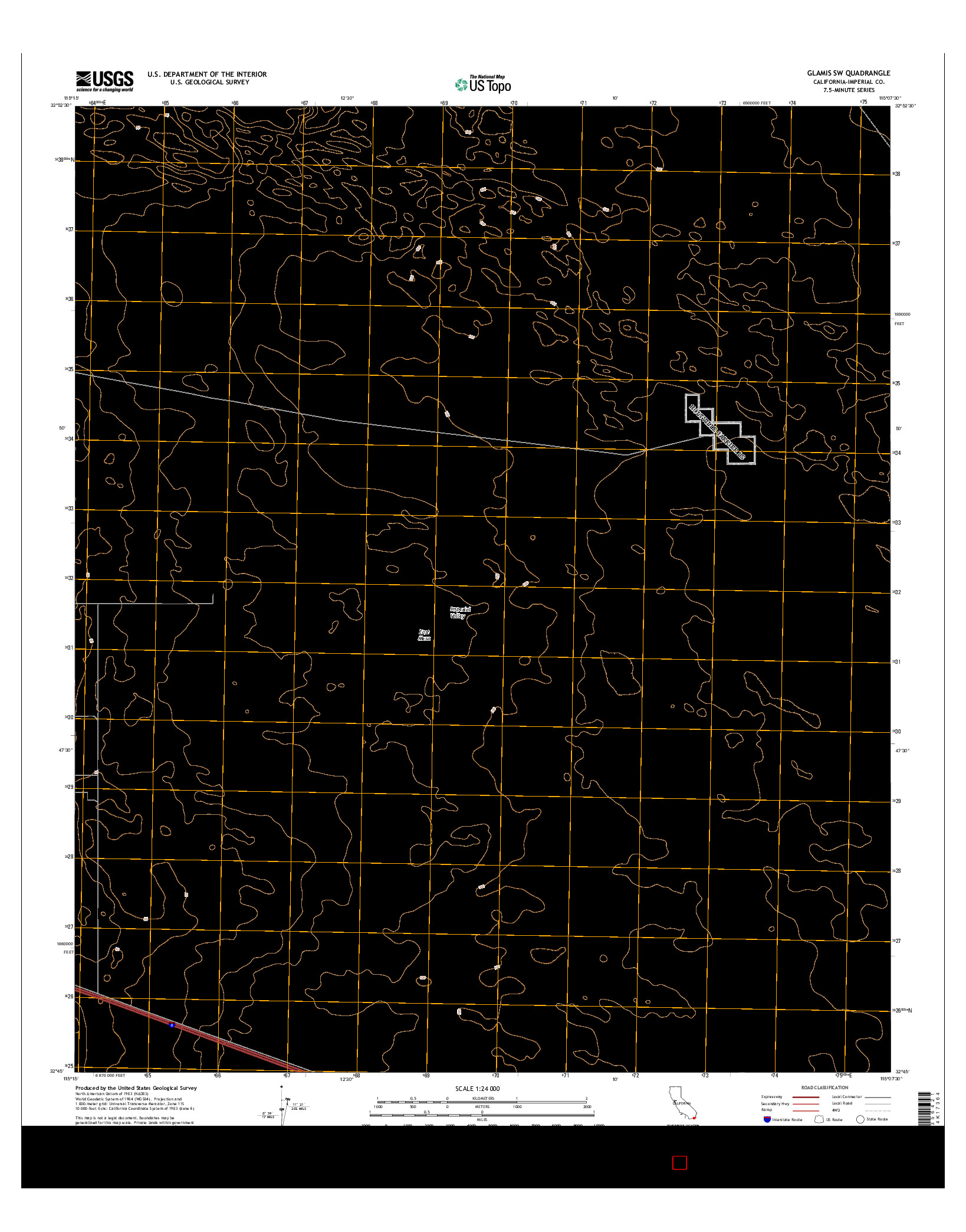 USGS US TOPO 7.5-MINUTE MAP FOR GLAMIS SW, CA 2015