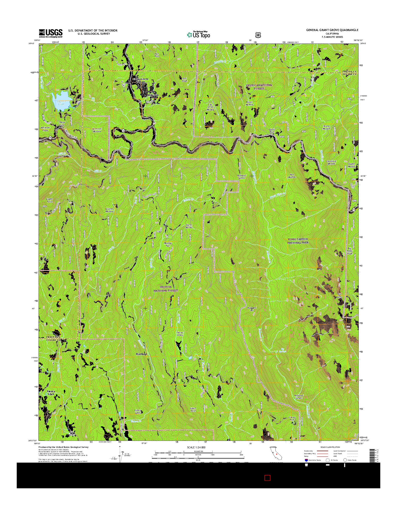 USGS US TOPO 7.5-MINUTE MAP FOR GENERAL GRANT GROVE, CA 2015
