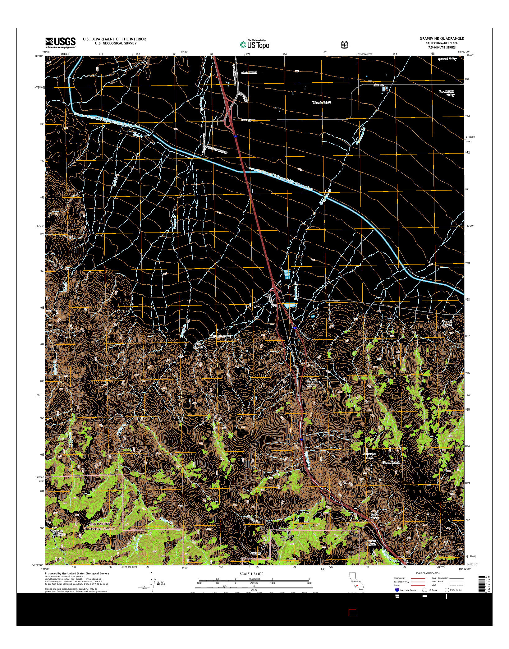 USGS US TOPO 7.5-MINUTE MAP FOR GRAPEVINE, CA 2015