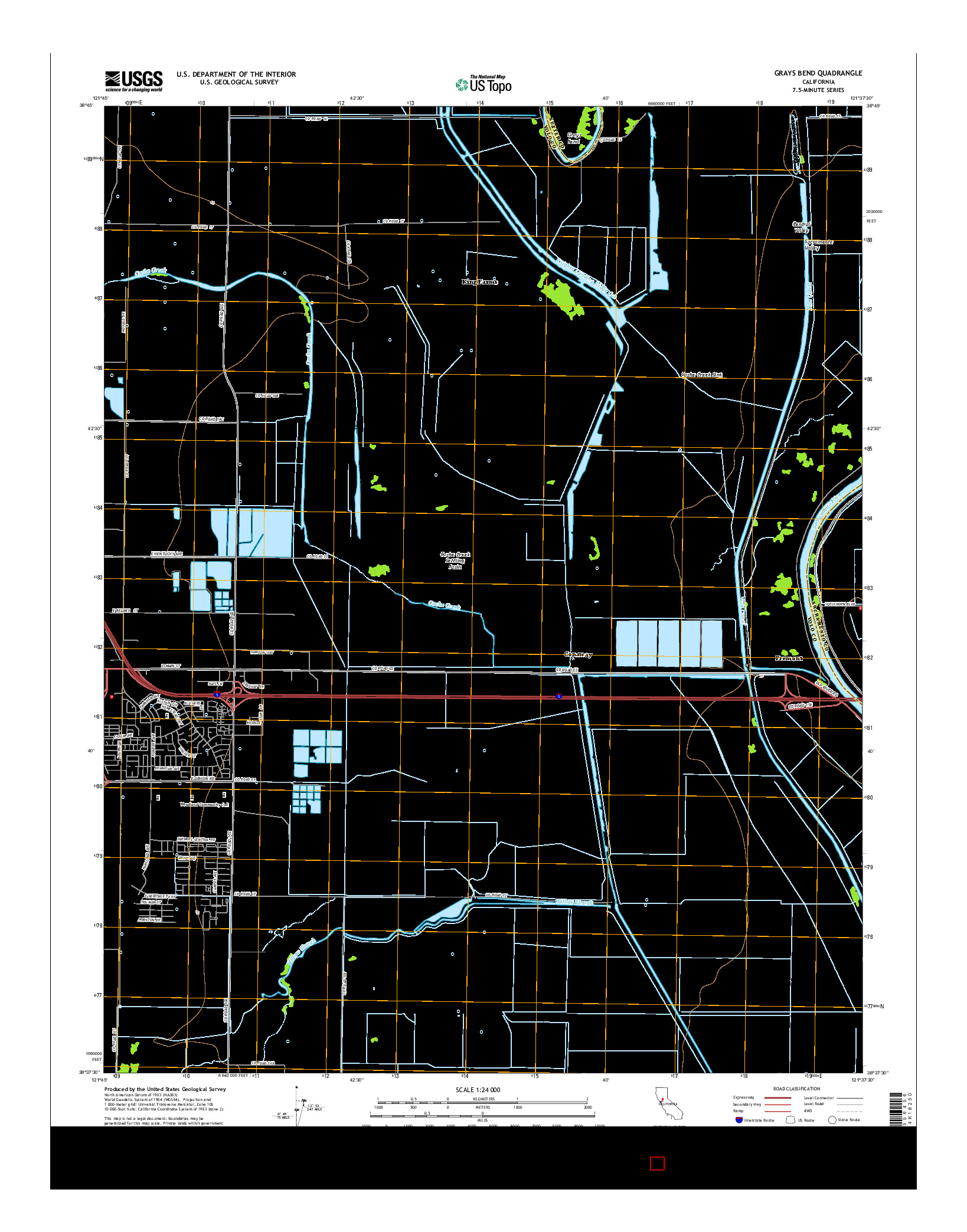 USGS US TOPO 7.5-MINUTE MAP FOR GRAYS BEND, CA 2015