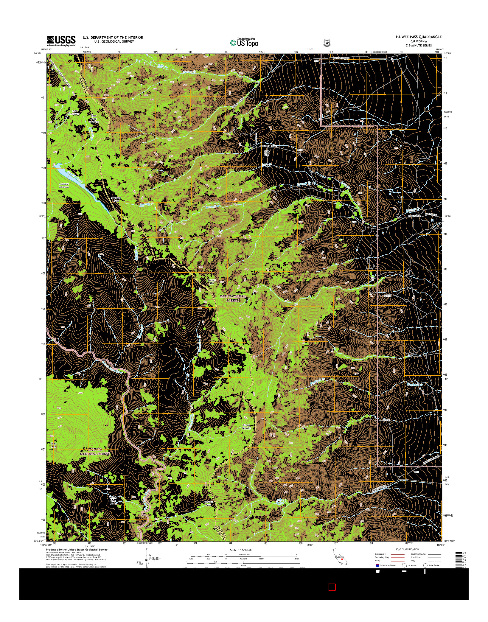 USGS US TOPO 7.5-MINUTE MAP FOR HAIWEE PASS, CA 2015