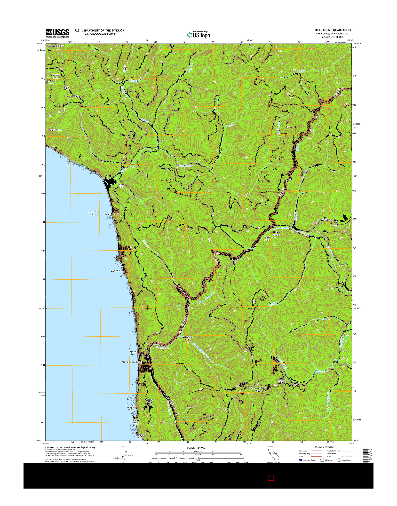 USGS US TOPO 7.5-MINUTE MAP FOR HALES GROVE, CA 2015