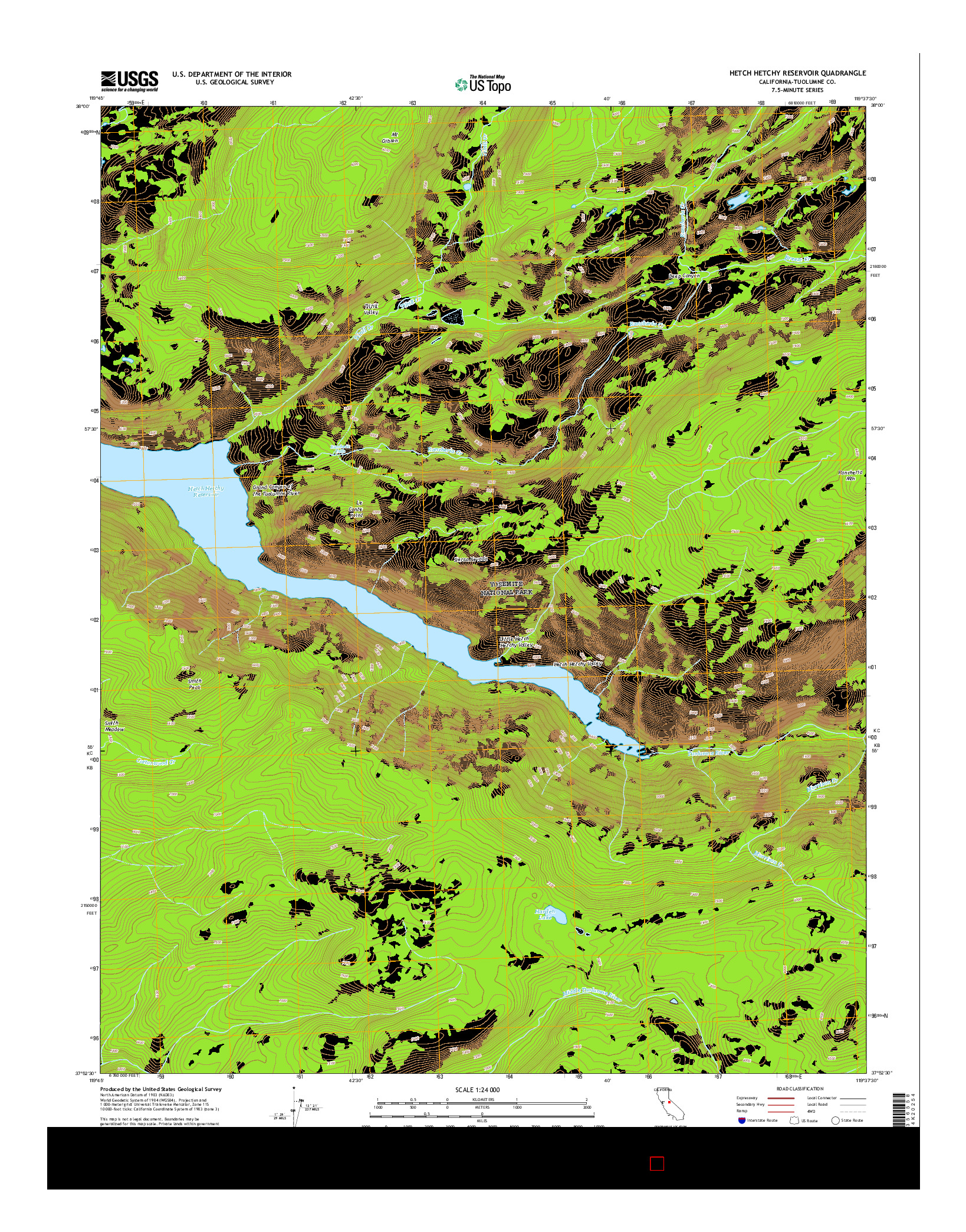 USGS US TOPO 7.5-MINUTE MAP FOR HETCH HETCHY RESERVOIR, CA 2015