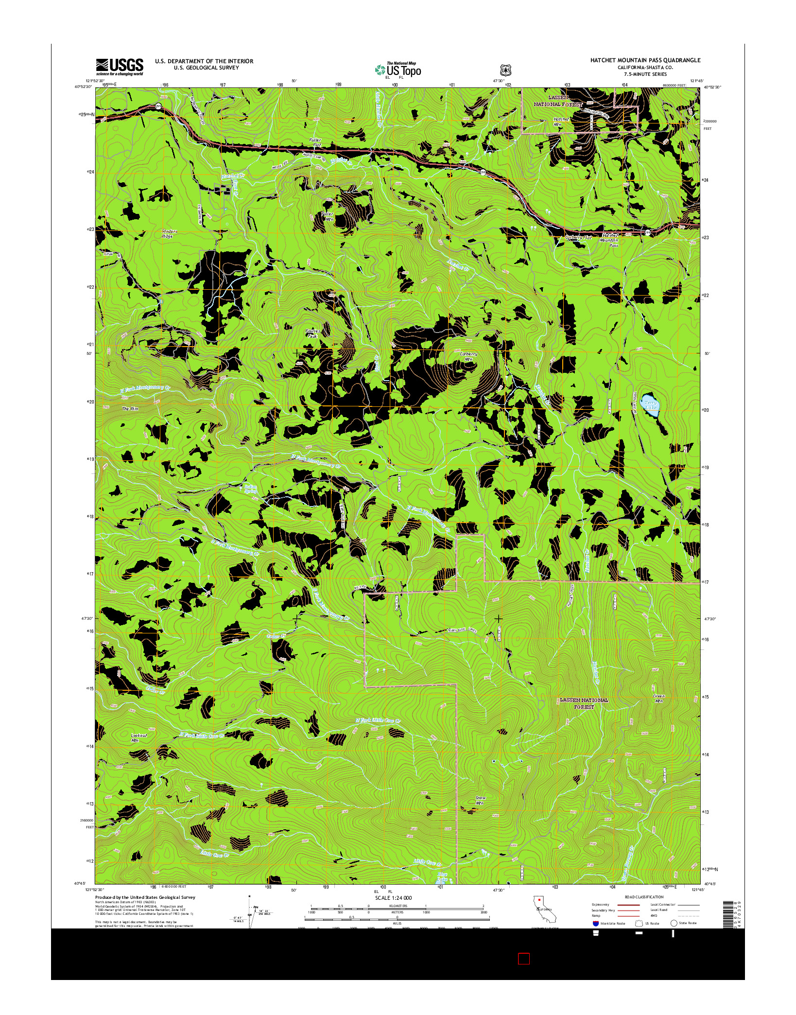 USGS US TOPO 7.5-MINUTE MAP FOR HATCHET MOUNTAIN PASS, CA 2015