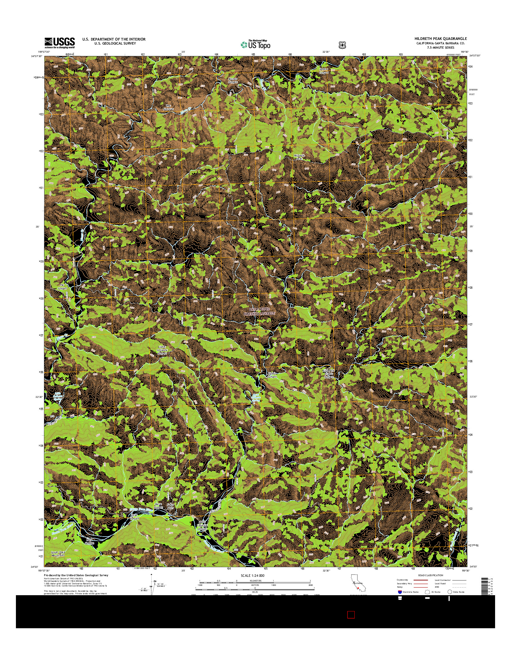 USGS US TOPO 7.5-MINUTE MAP FOR HILDRETH PEAK, CA 2015