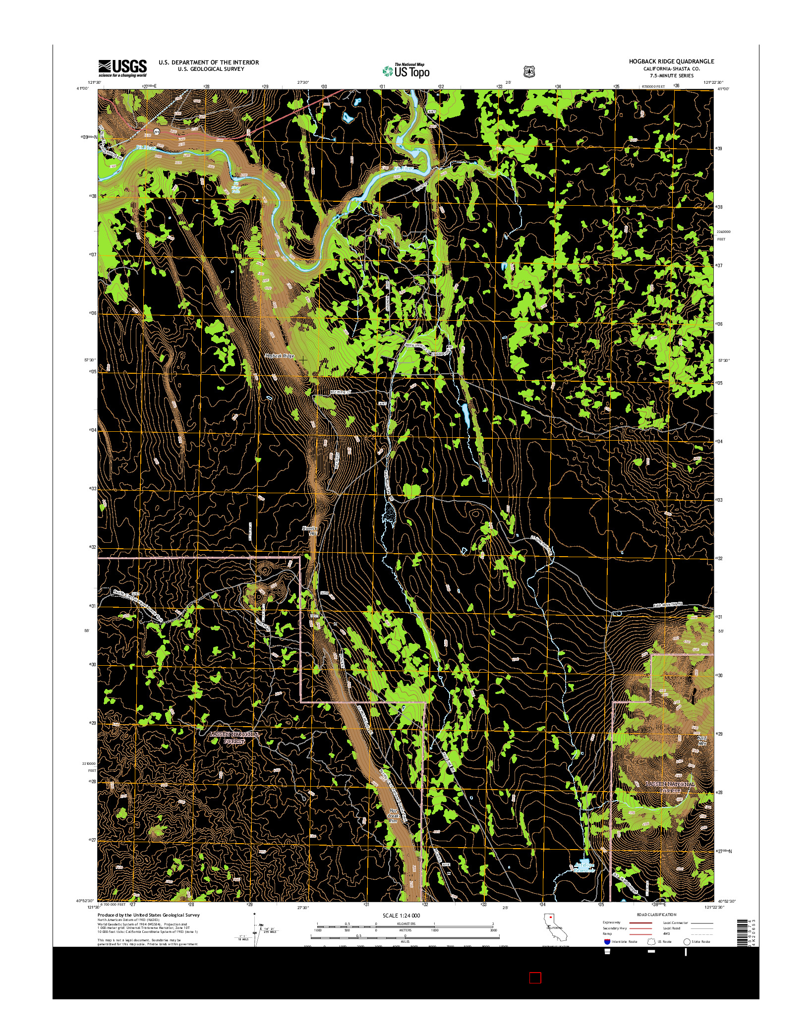 USGS US TOPO 7.5-MINUTE MAP FOR HOGBACK RIDGE, CA 2015