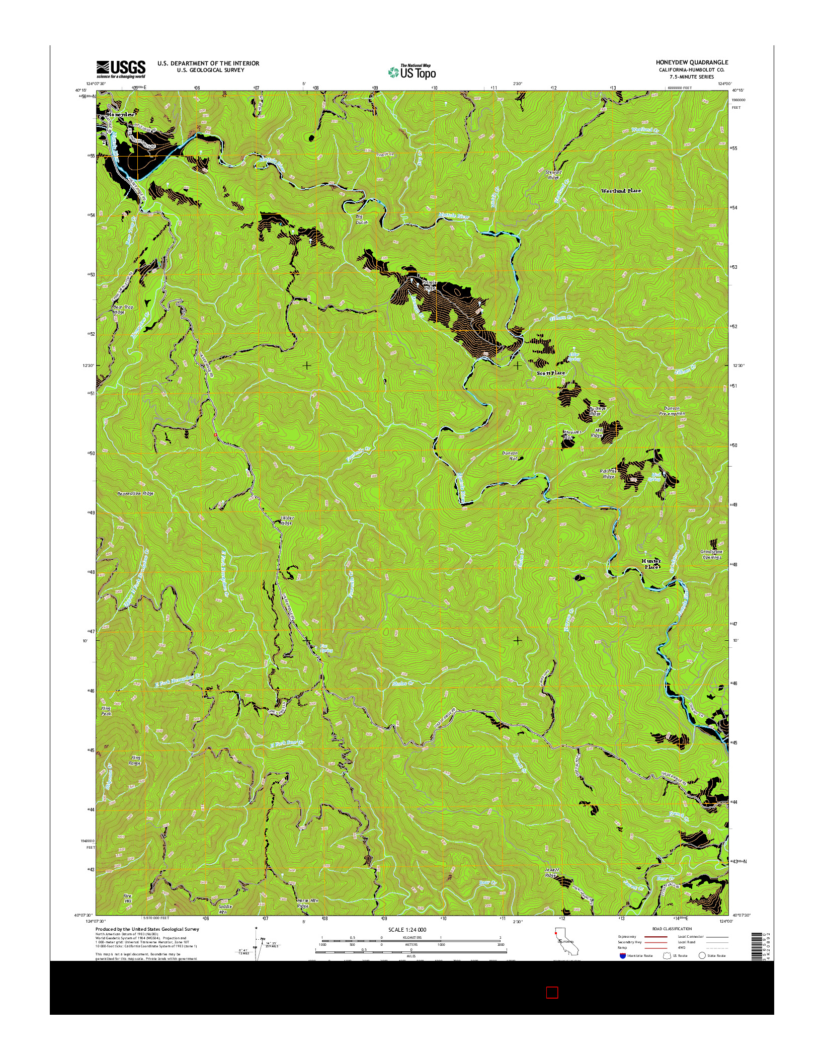 USGS US TOPO 7.5-MINUTE MAP FOR HONEYDEW, CA 2015