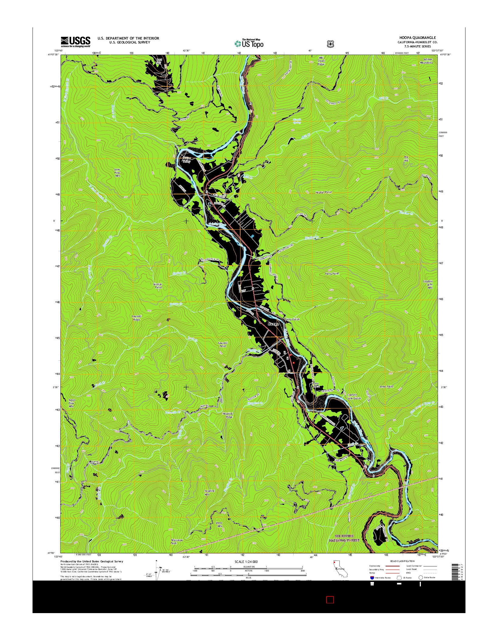 USGS US TOPO 7.5-MINUTE MAP FOR HOOPA, CA 2015