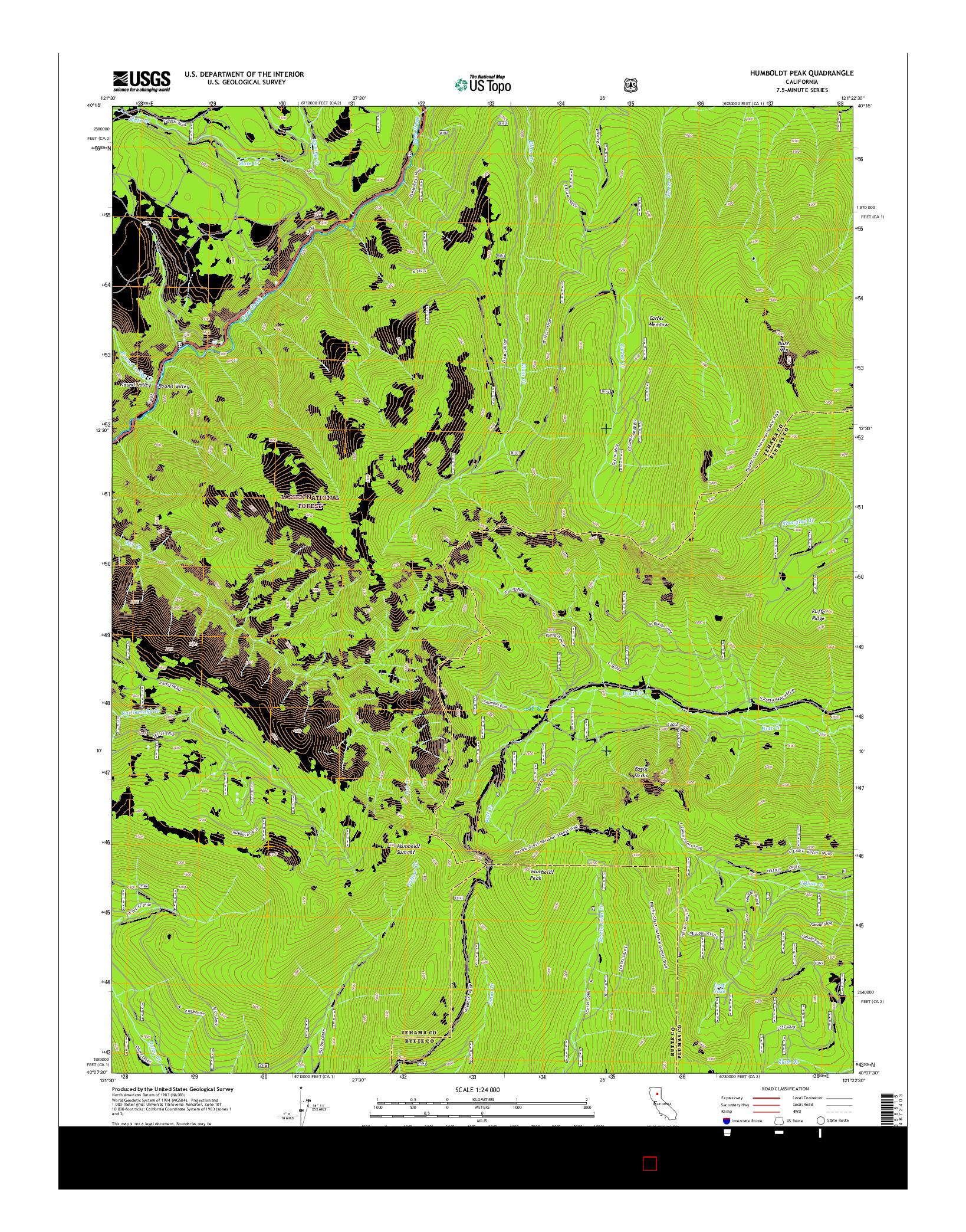 USGS US TOPO 7.5-MINUTE MAP FOR HUMBOLDT PEAK, CA 2015