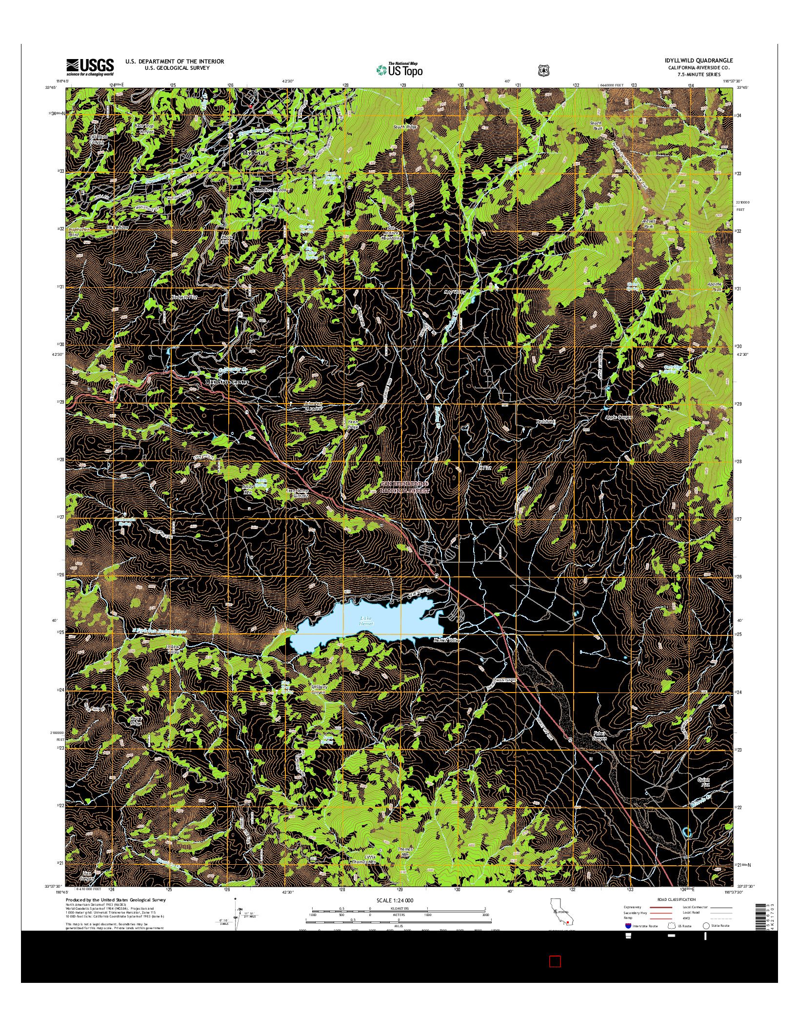 USGS US TOPO 7.5-MINUTE MAP FOR IDYLLWILD, CA 2015
