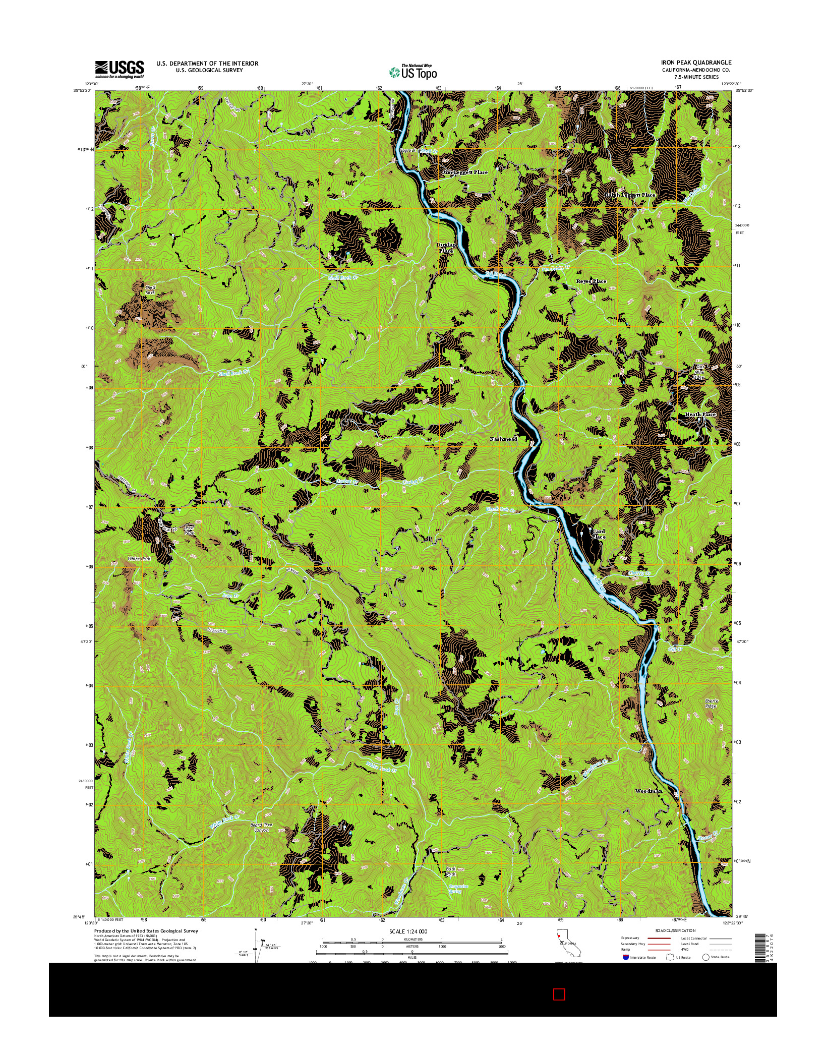 USGS US TOPO 7.5-MINUTE MAP FOR IRON PEAK, CA 2015
