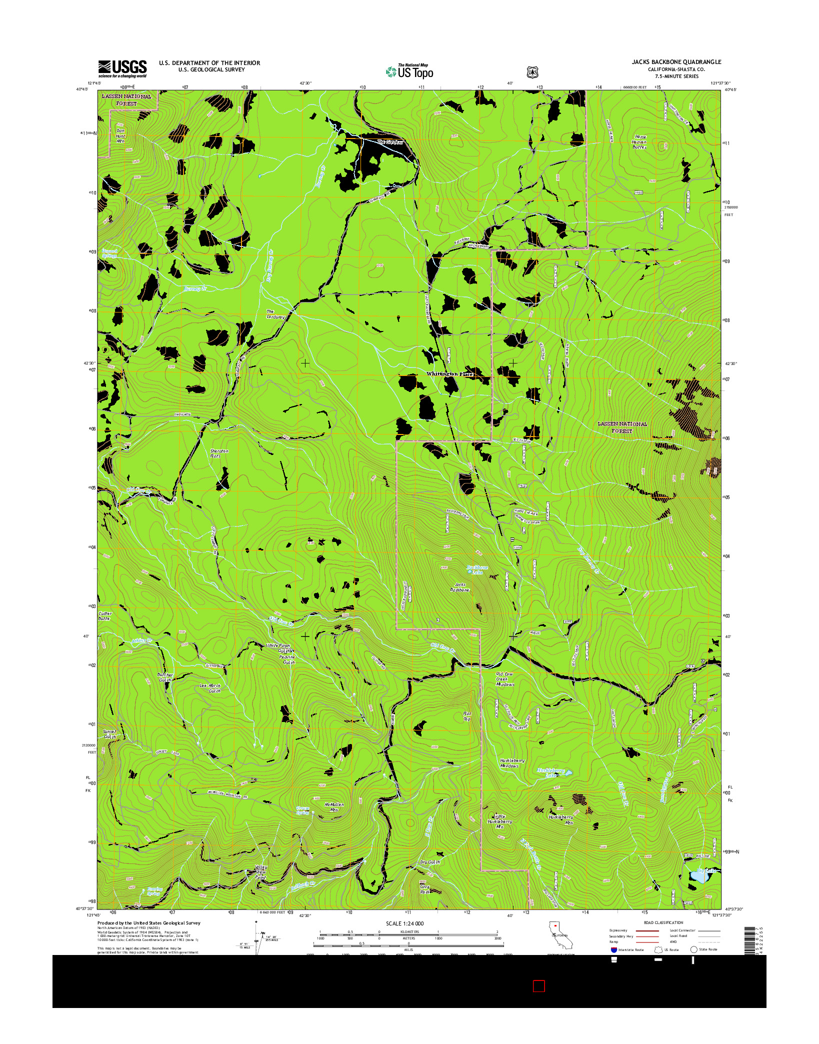 USGS US TOPO 7.5-MINUTE MAP FOR JACKS BACKBONE, CA 2015