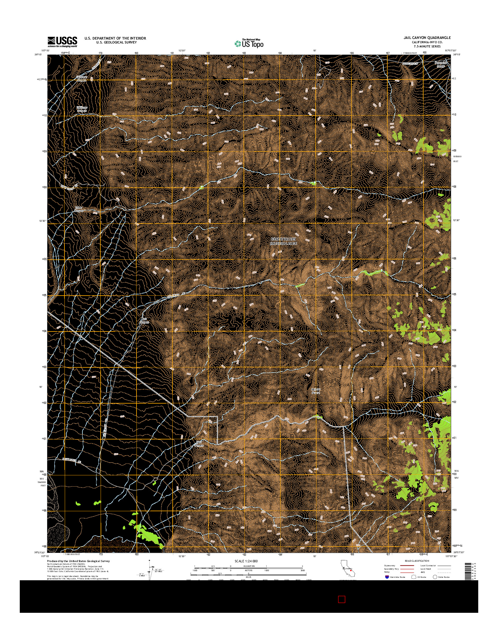 USGS US TOPO 7.5-MINUTE MAP FOR JAIL CANYON, CA 2015