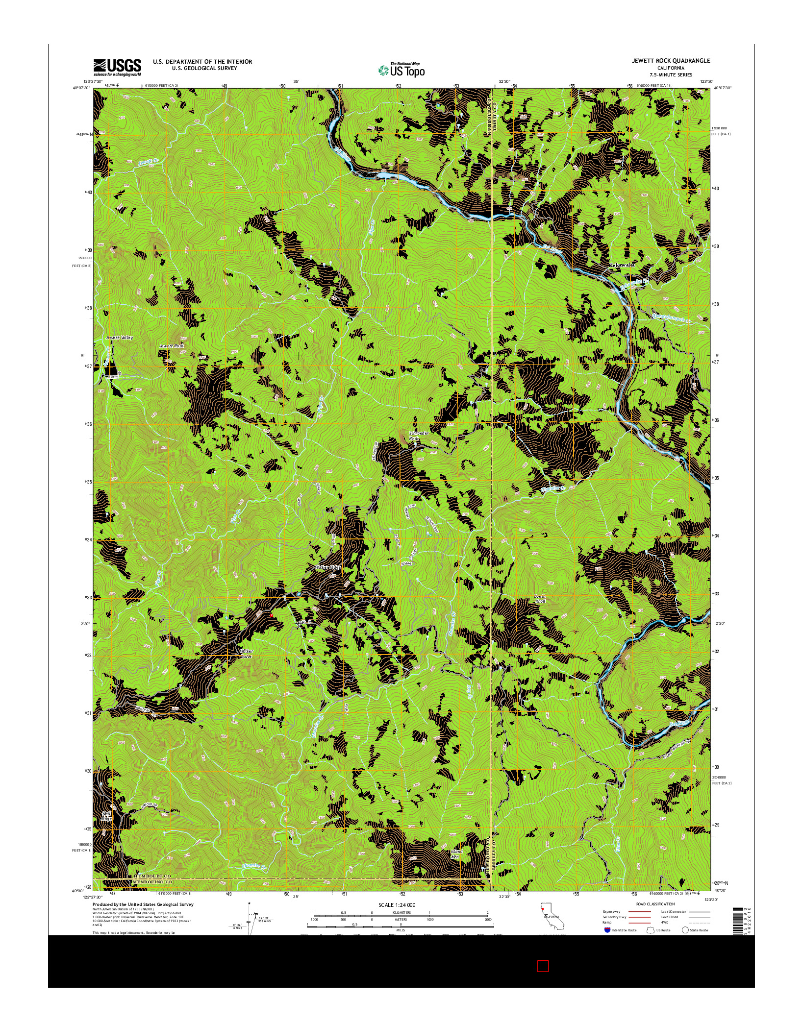 USGS US TOPO 7.5-MINUTE MAP FOR JEWETT ROCK, CA 2015