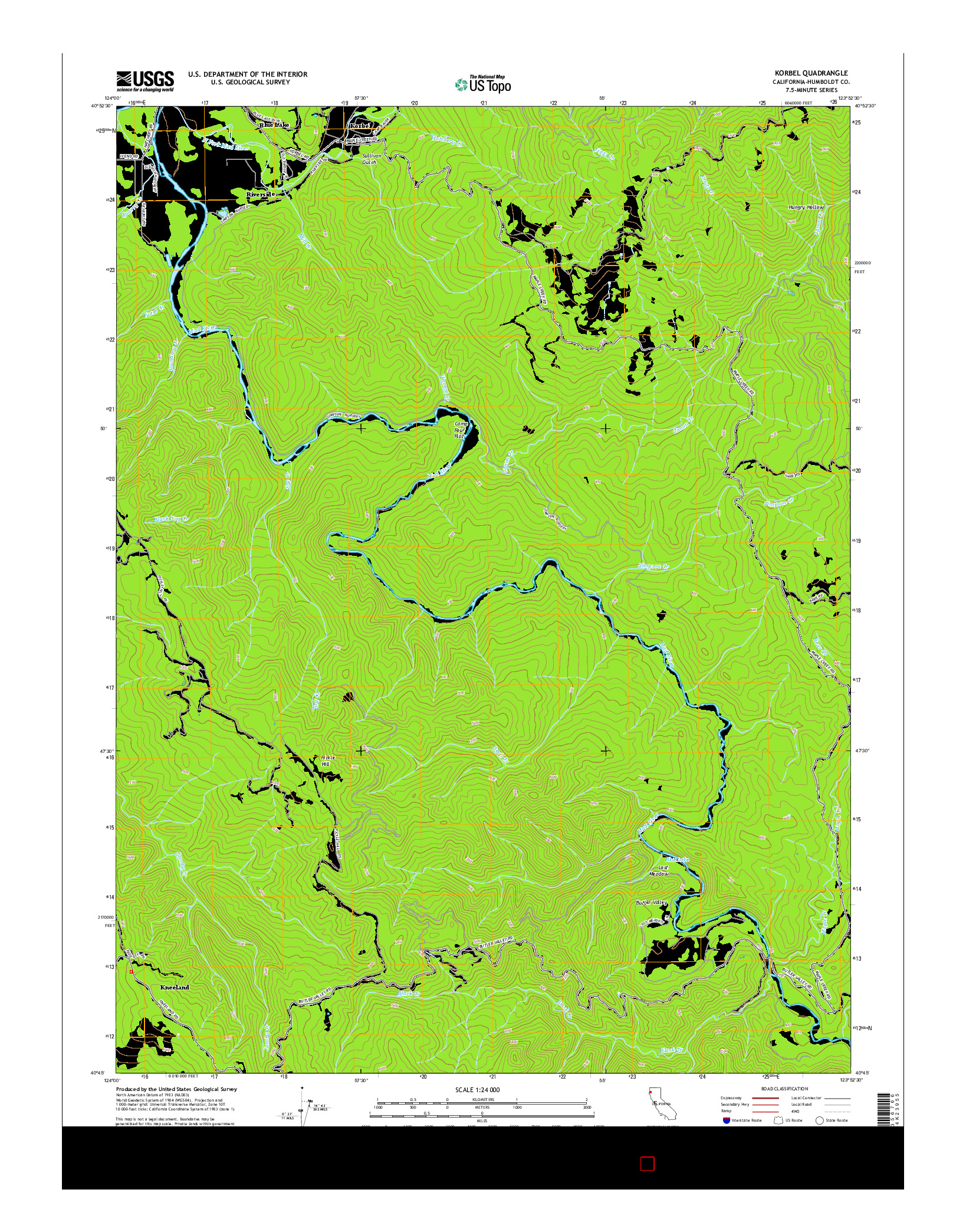 USGS US TOPO 7.5-MINUTE MAP FOR KORBEL, CA 2015