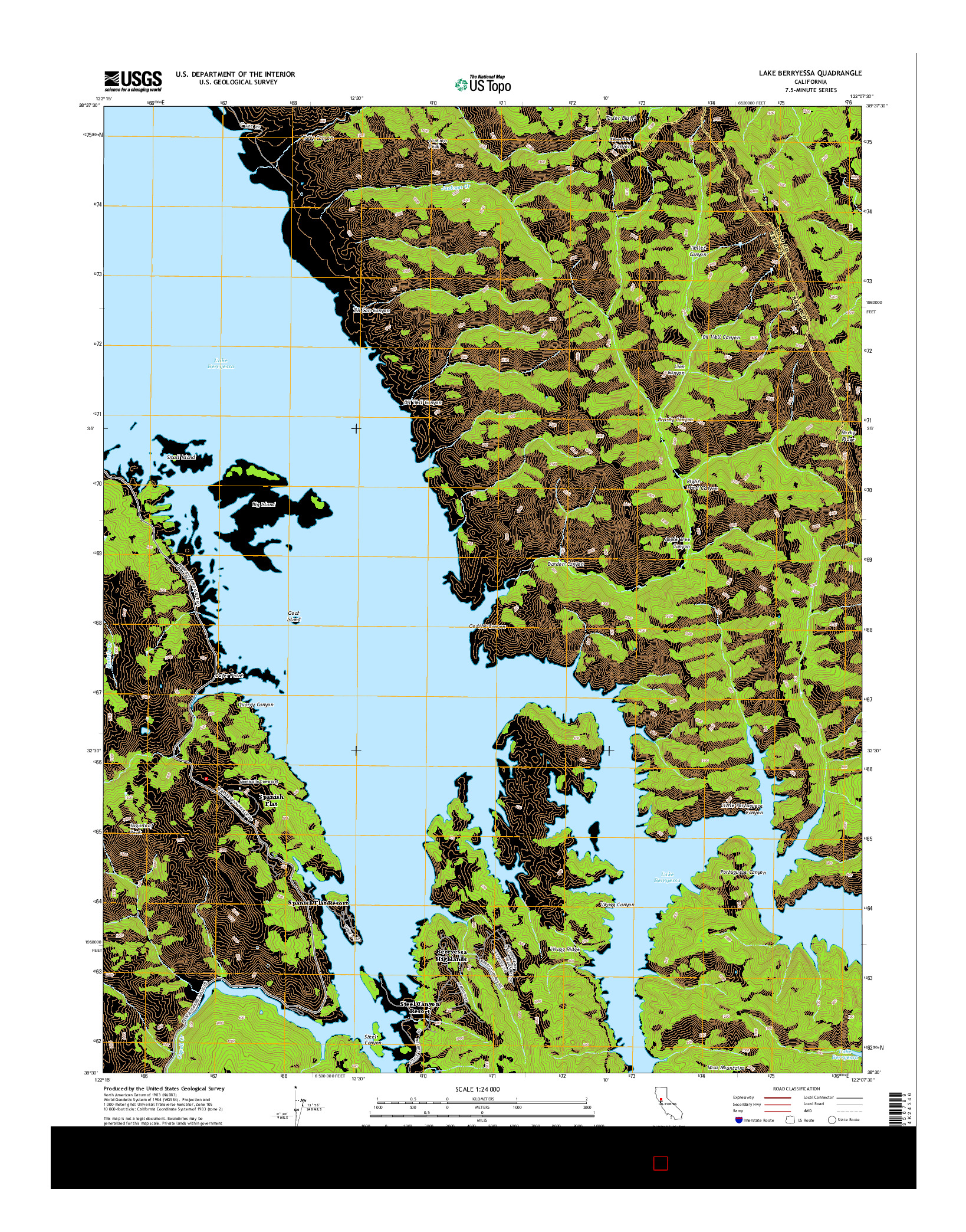 USGS US TOPO 7.5-MINUTE MAP FOR LAKE BERRYESSA, CA 2015