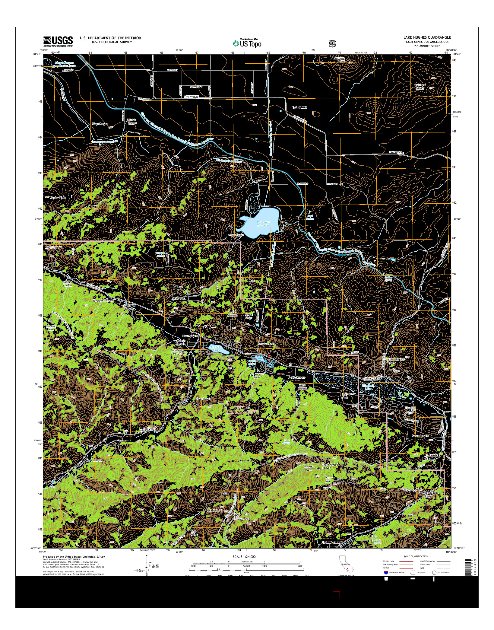 USGS US TOPO 7.5-MINUTE MAP FOR LAKE HUGHES, CA 2015