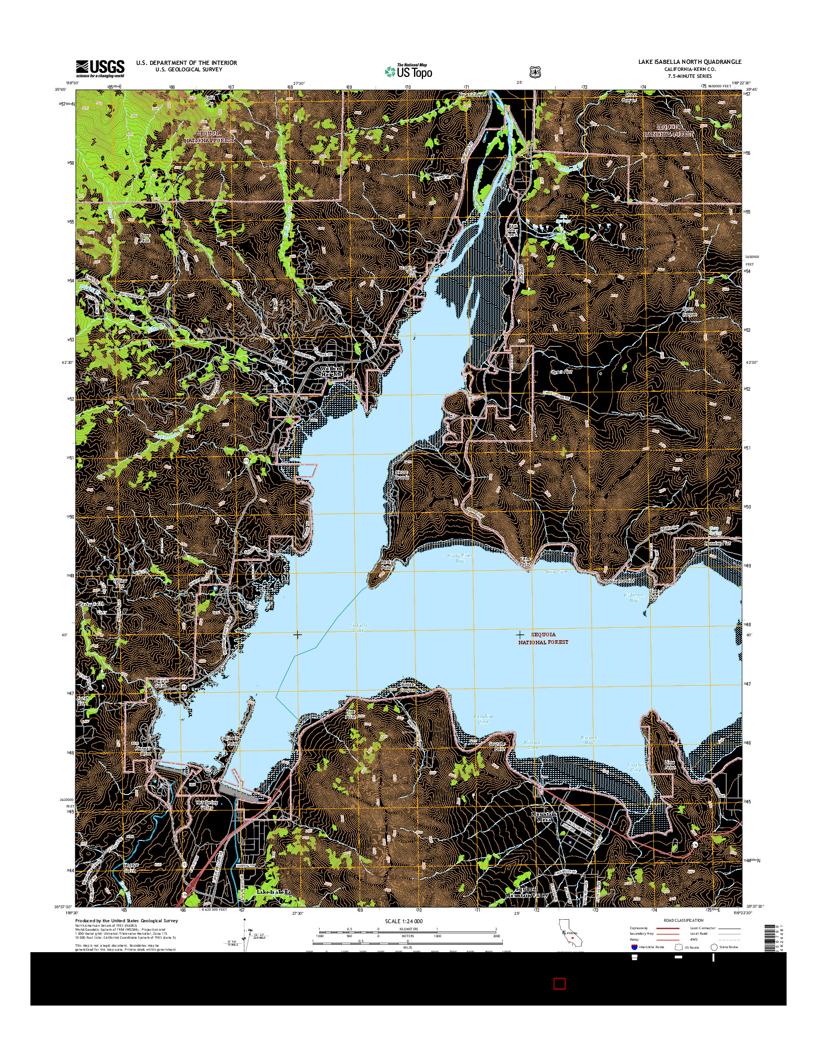 USGS US TOPO 7.5-MINUTE MAP FOR LAKE ISABELLA NORTH, CA 2015