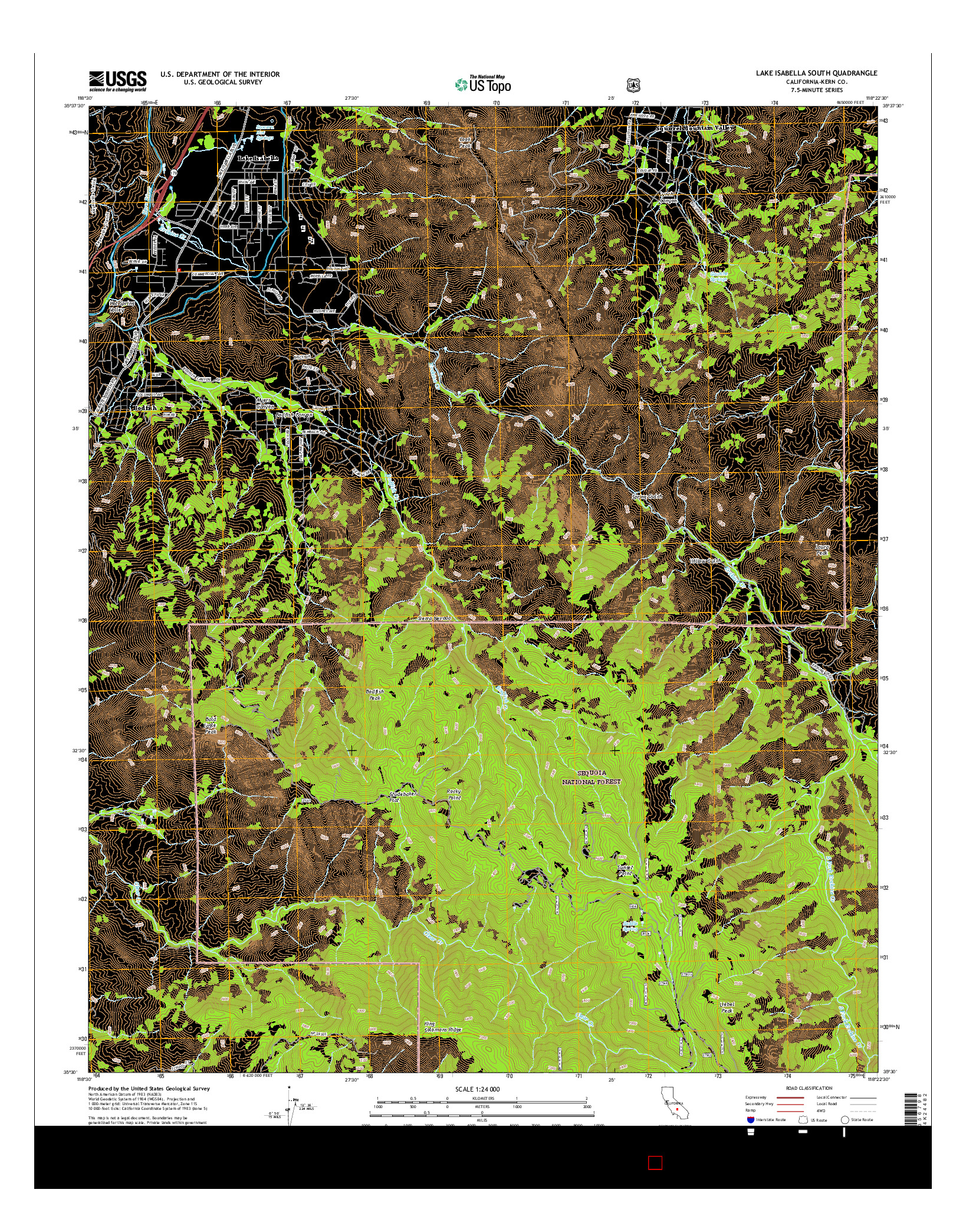 USGS US TOPO 7.5-MINUTE MAP FOR LAKE ISABELLA SOUTH, CA 2015