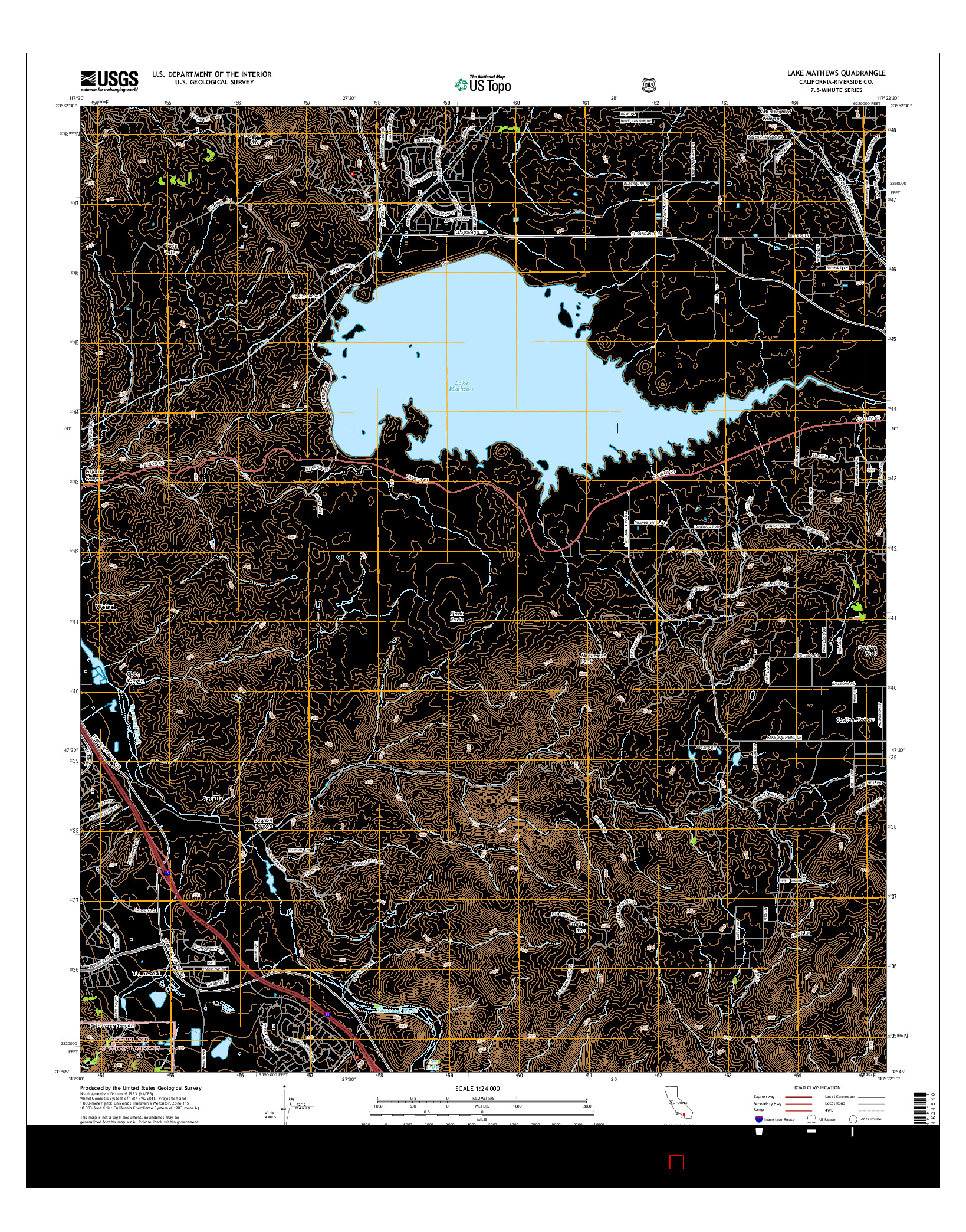 USGS US TOPO 7.5-MINUTE MAP FOR LAKE MATHEWS, CA 2015