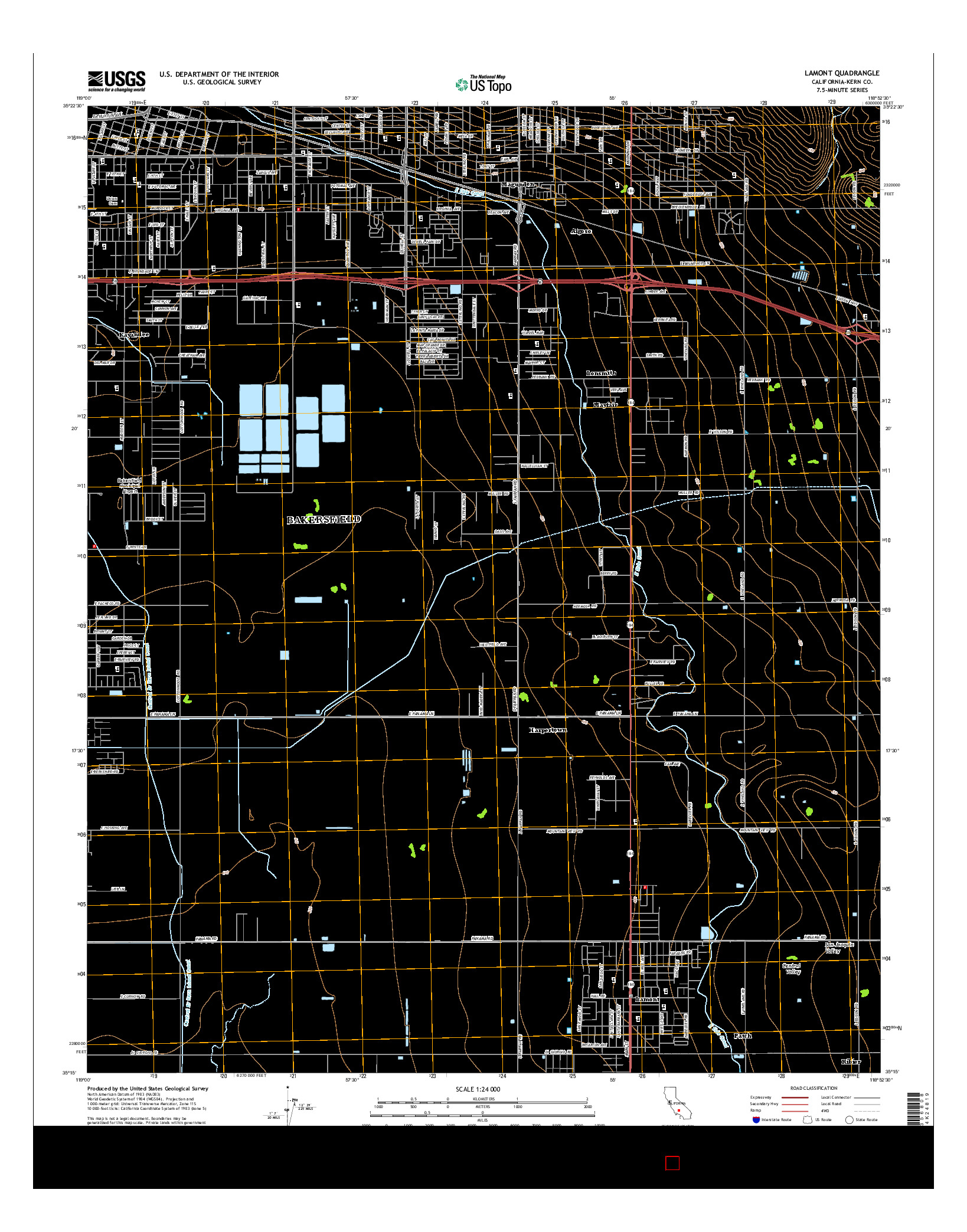 USGS US TOPO 7.5-MINUTE MAP FOR LAMONT, CA 2015